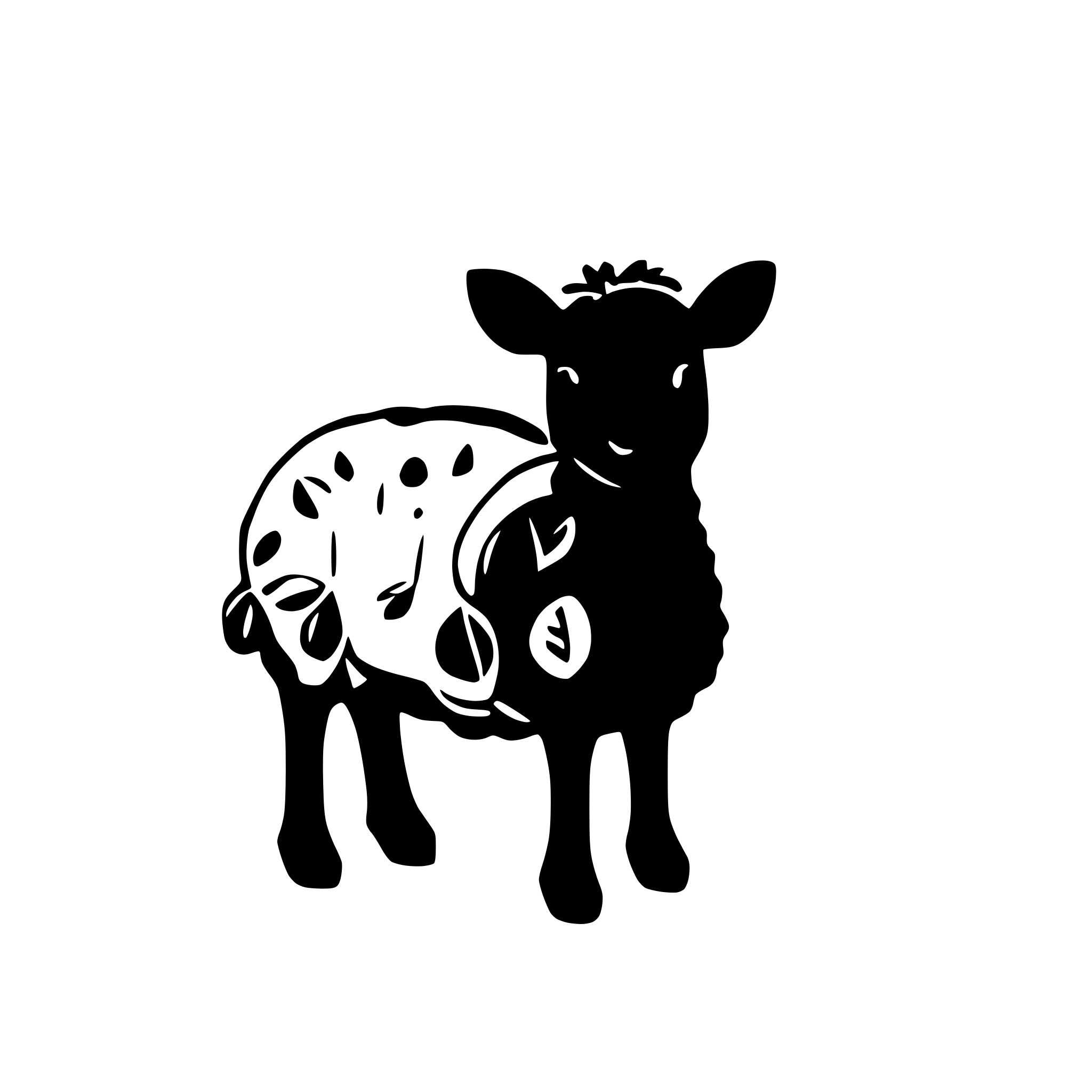 AI-generated SVG of a Create a picture of a little sheep seen from the front with fruit on its back.