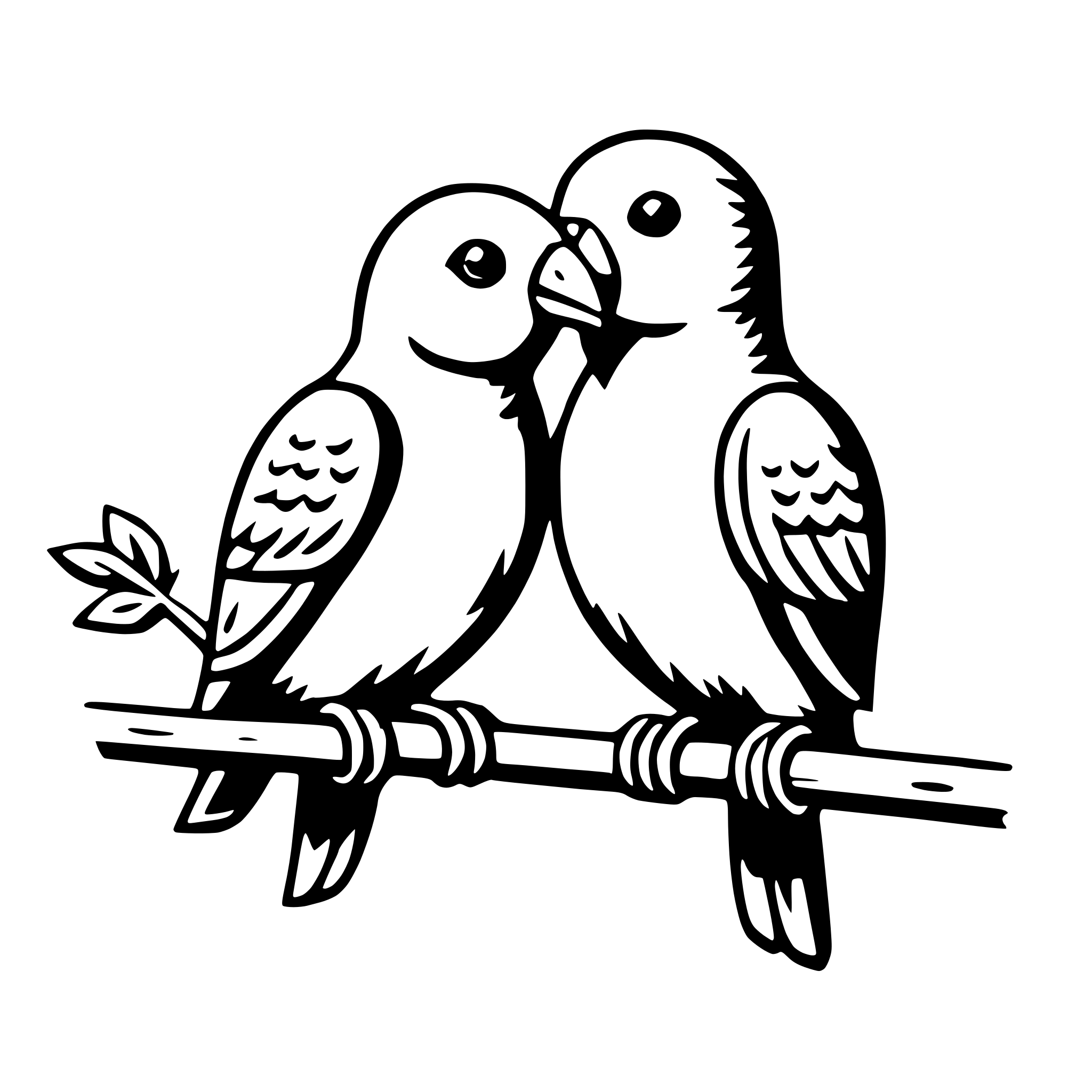 AI-generated SVG of a lovebirds on a branch