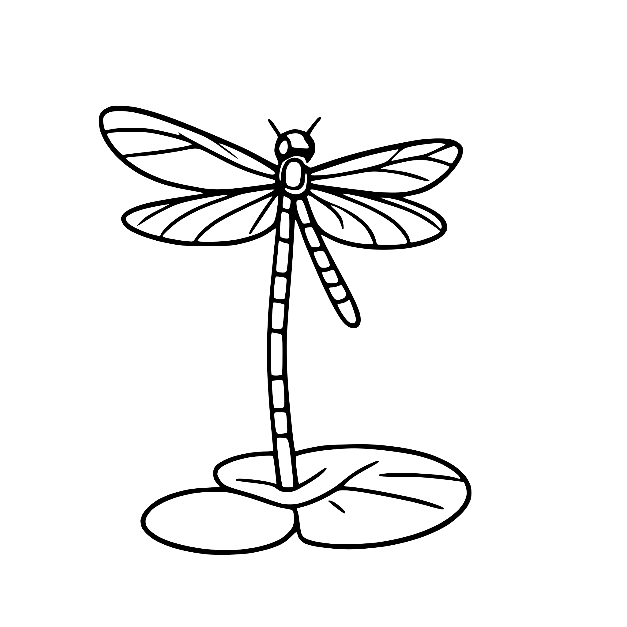 AI-generated SVG of 'dragonfly above water'