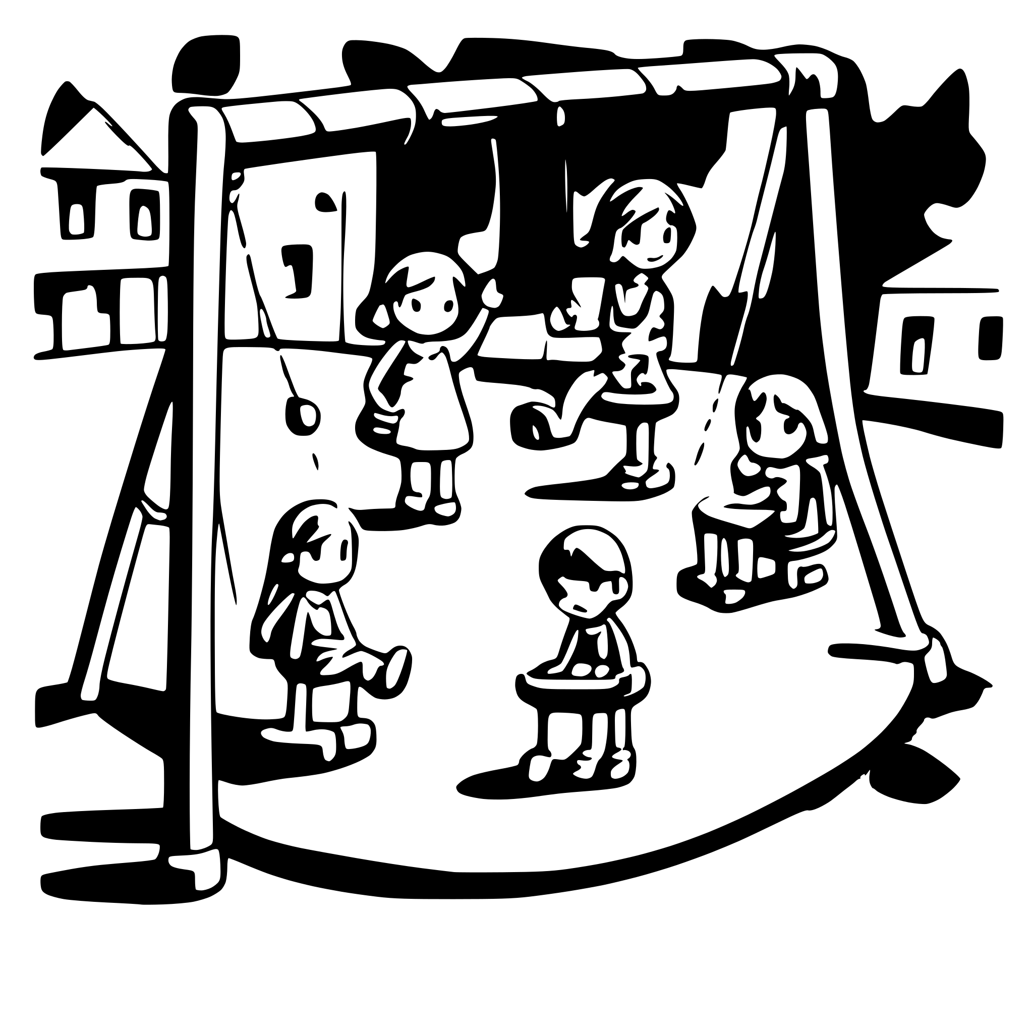 AI-generated SVG of a 10 children playing on a playground