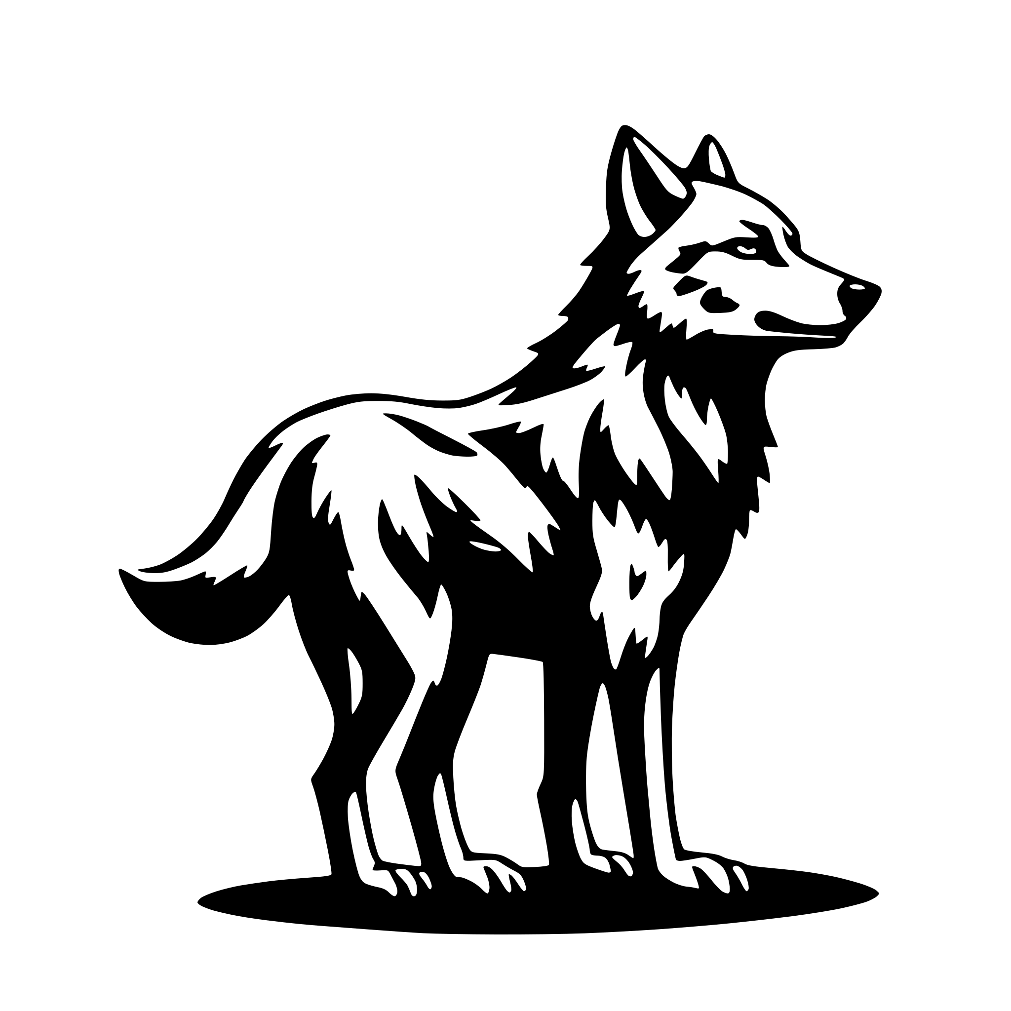 AI-generated SVG of a wolf, side view, nostalgic