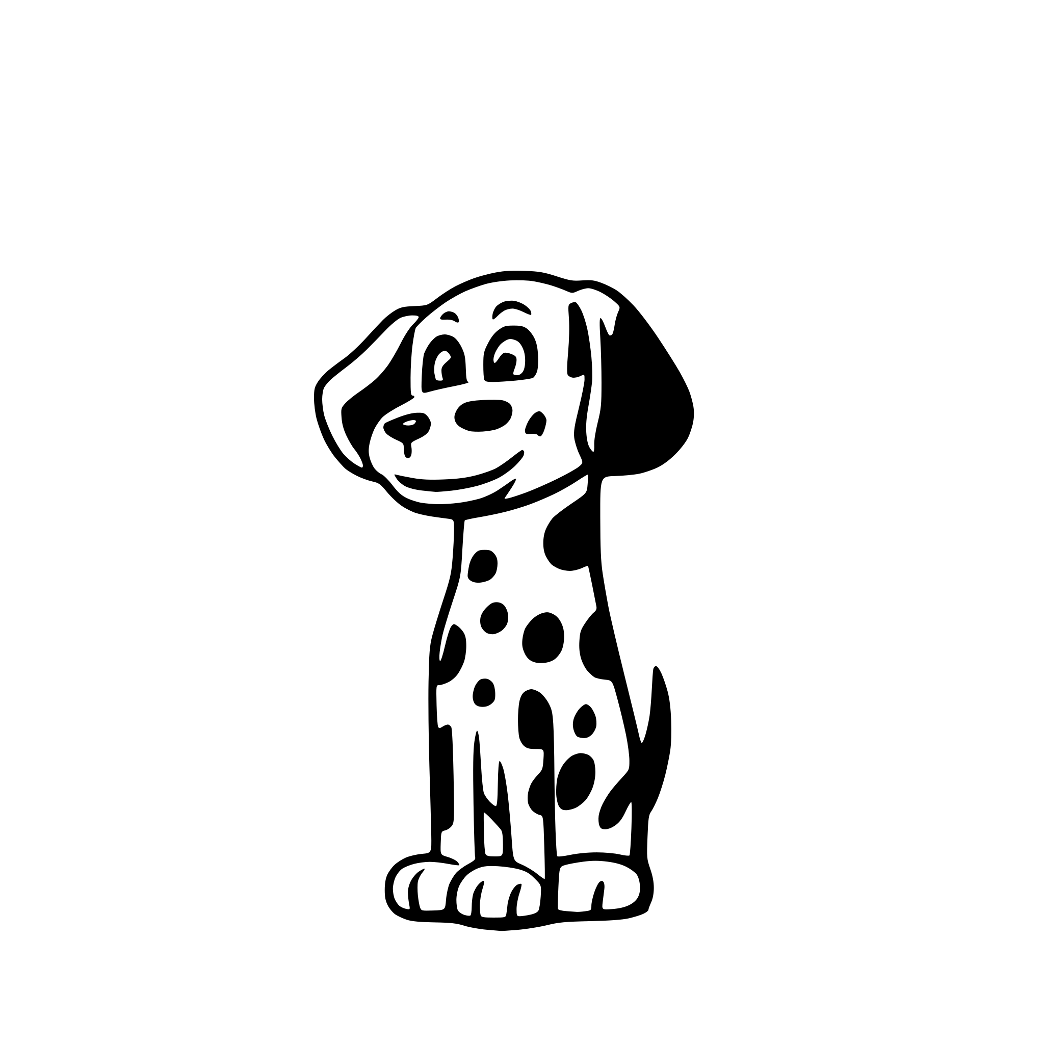 AI-generated SVG of a Dalmatian dog, black and white,, cartoon, minimalistic