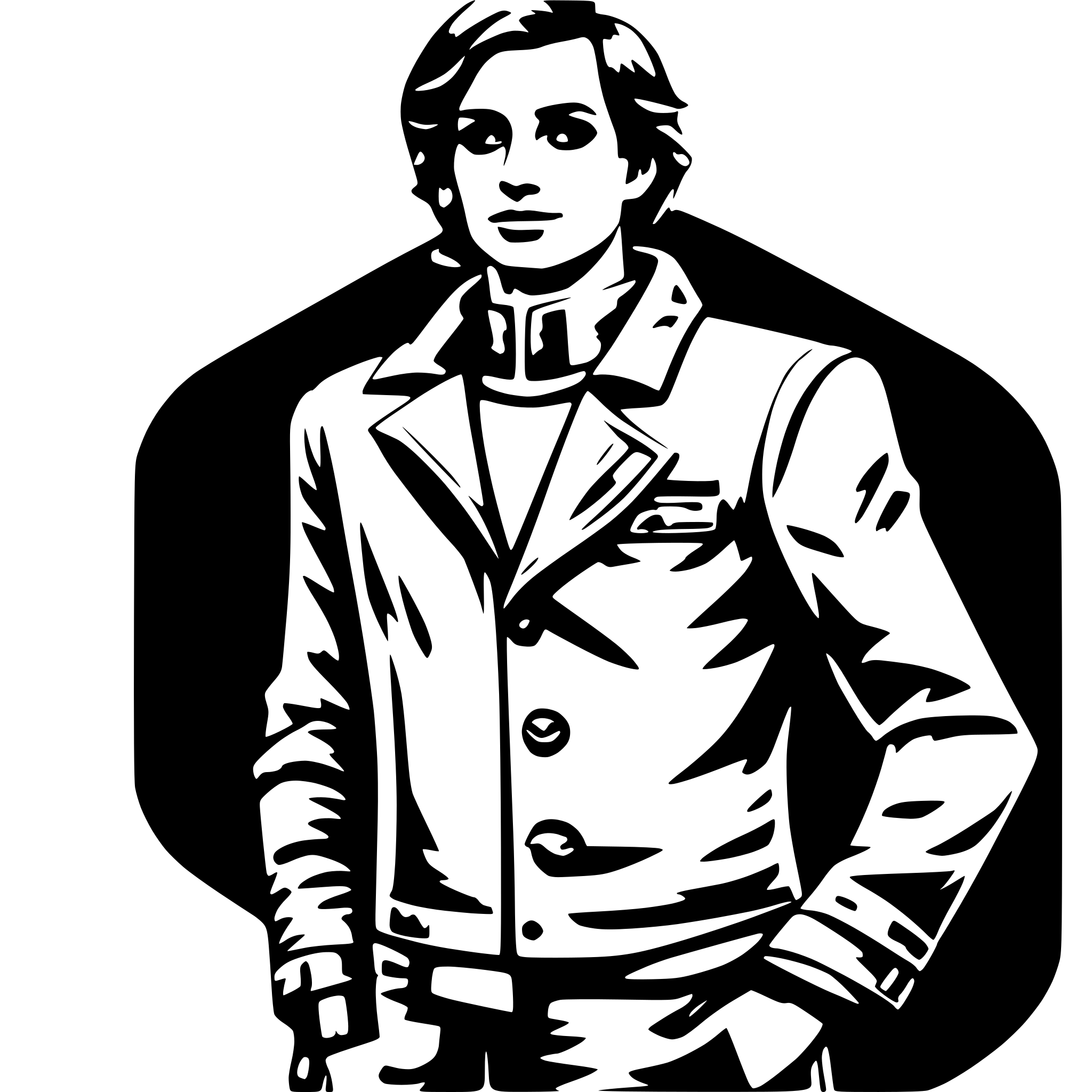 AI-generated SVG of a a man with his arms in his jacket