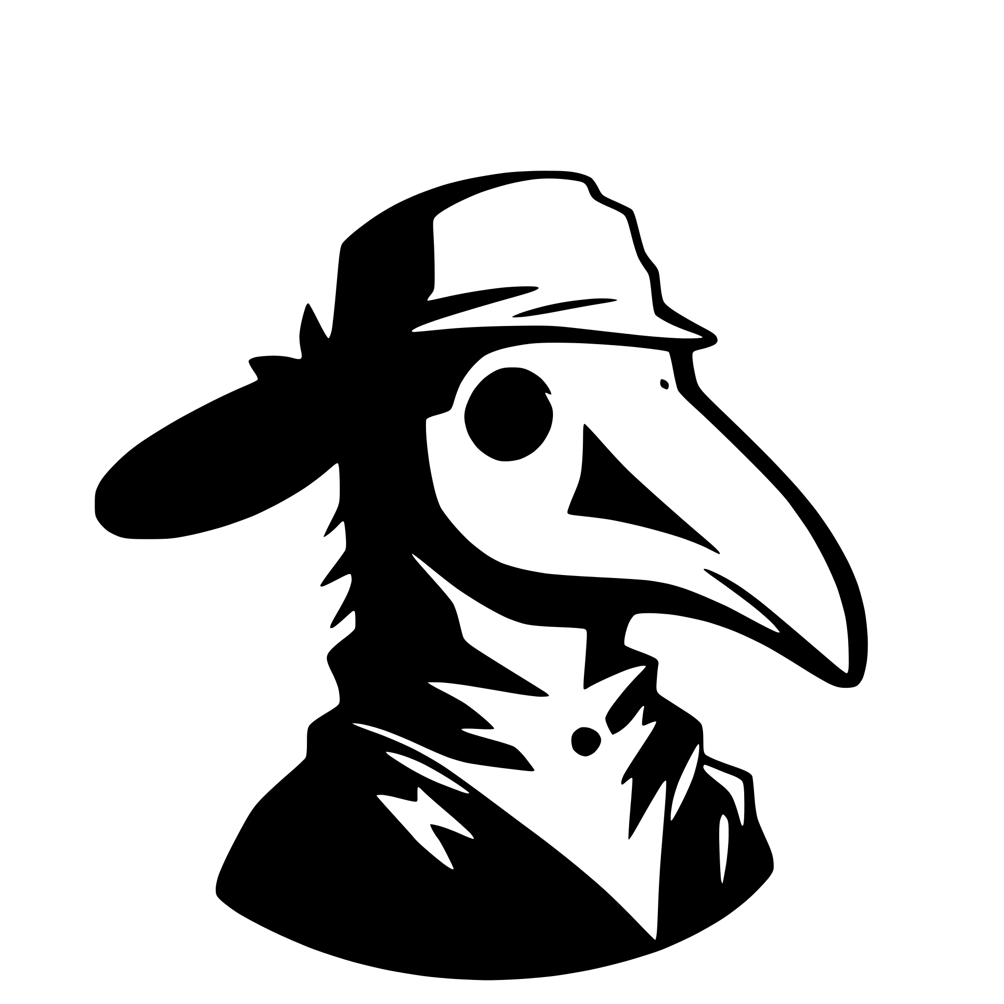 AI-generated SVG of a plague doctor head with rat silhouette