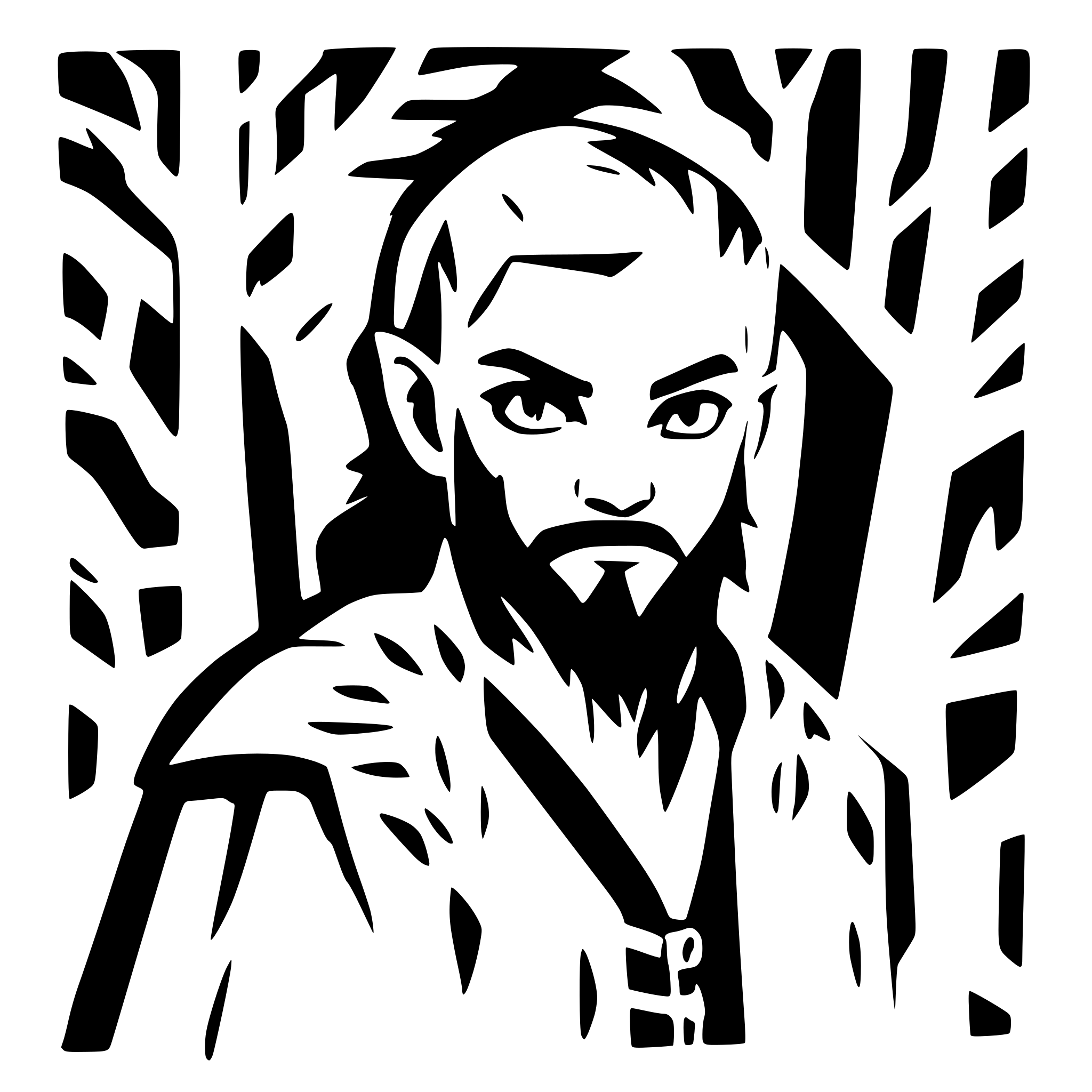 AI-generated SVG of a fierce male druid with beard in a dark forest