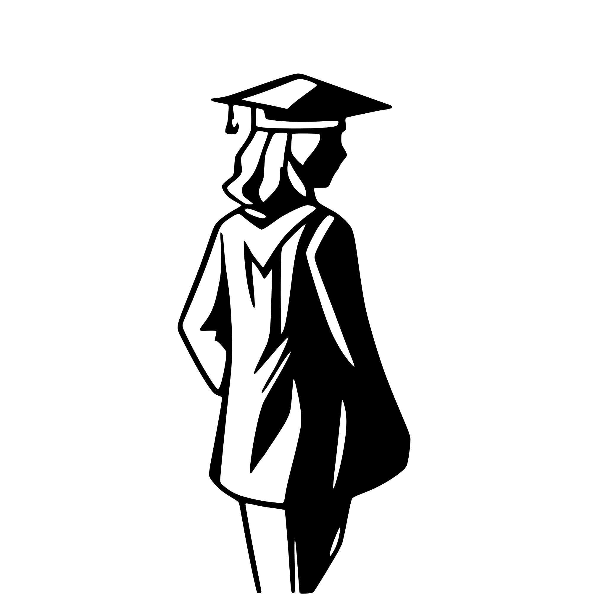 AI-generated SVG of a very simple silhouette of a person without a face who wears graduation cap