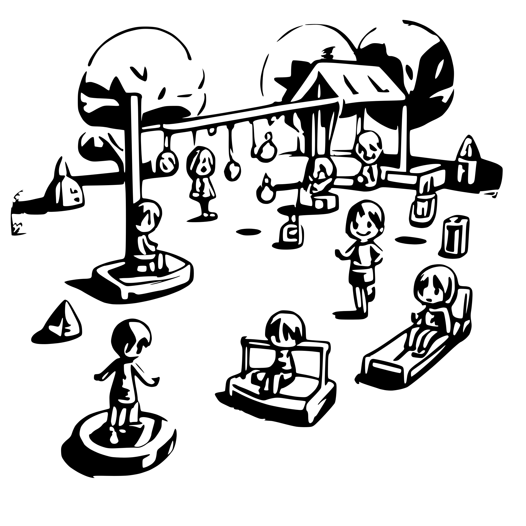 AI-generated SVG of a many Children playing on a playground