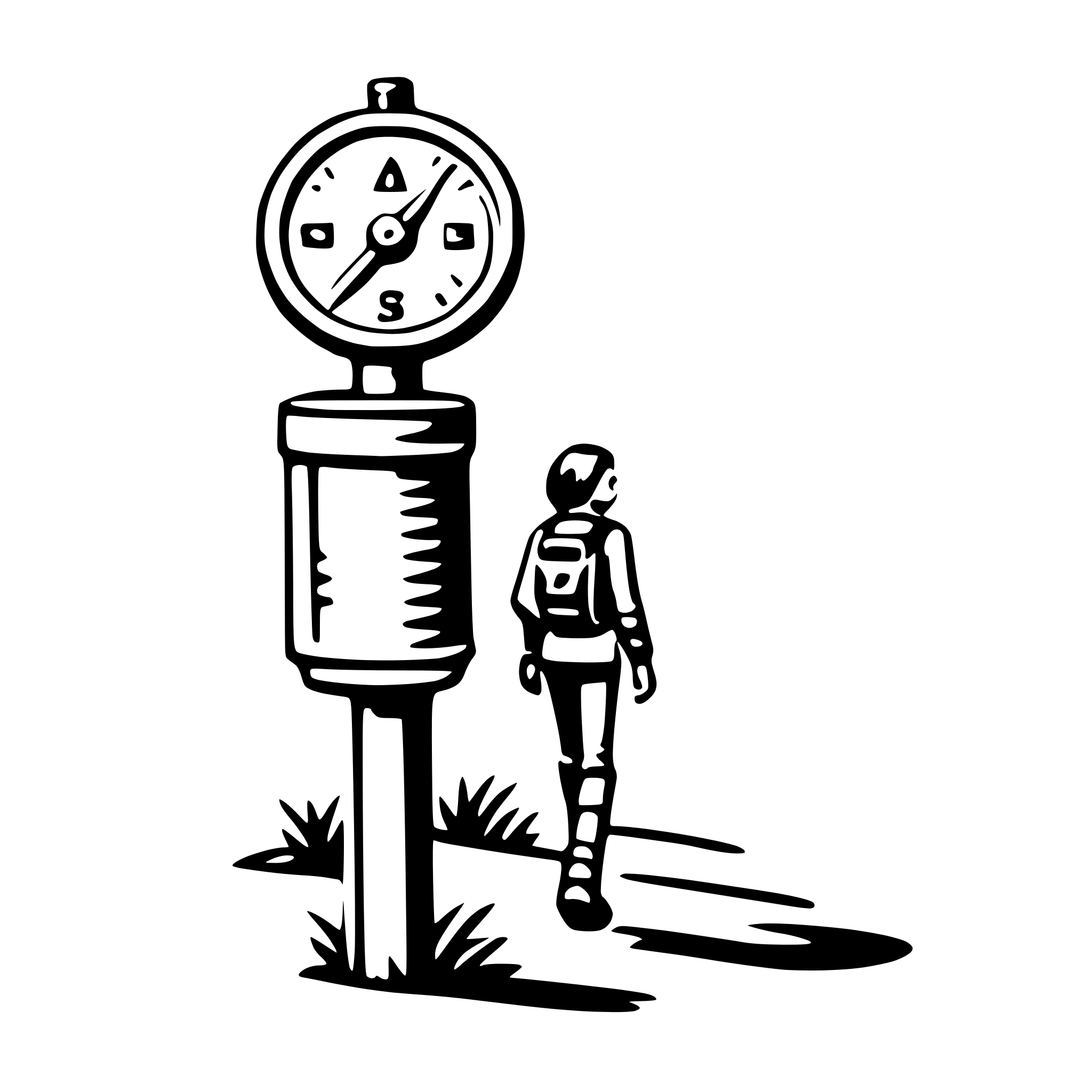 AI-generated SVG of a hiking with compass