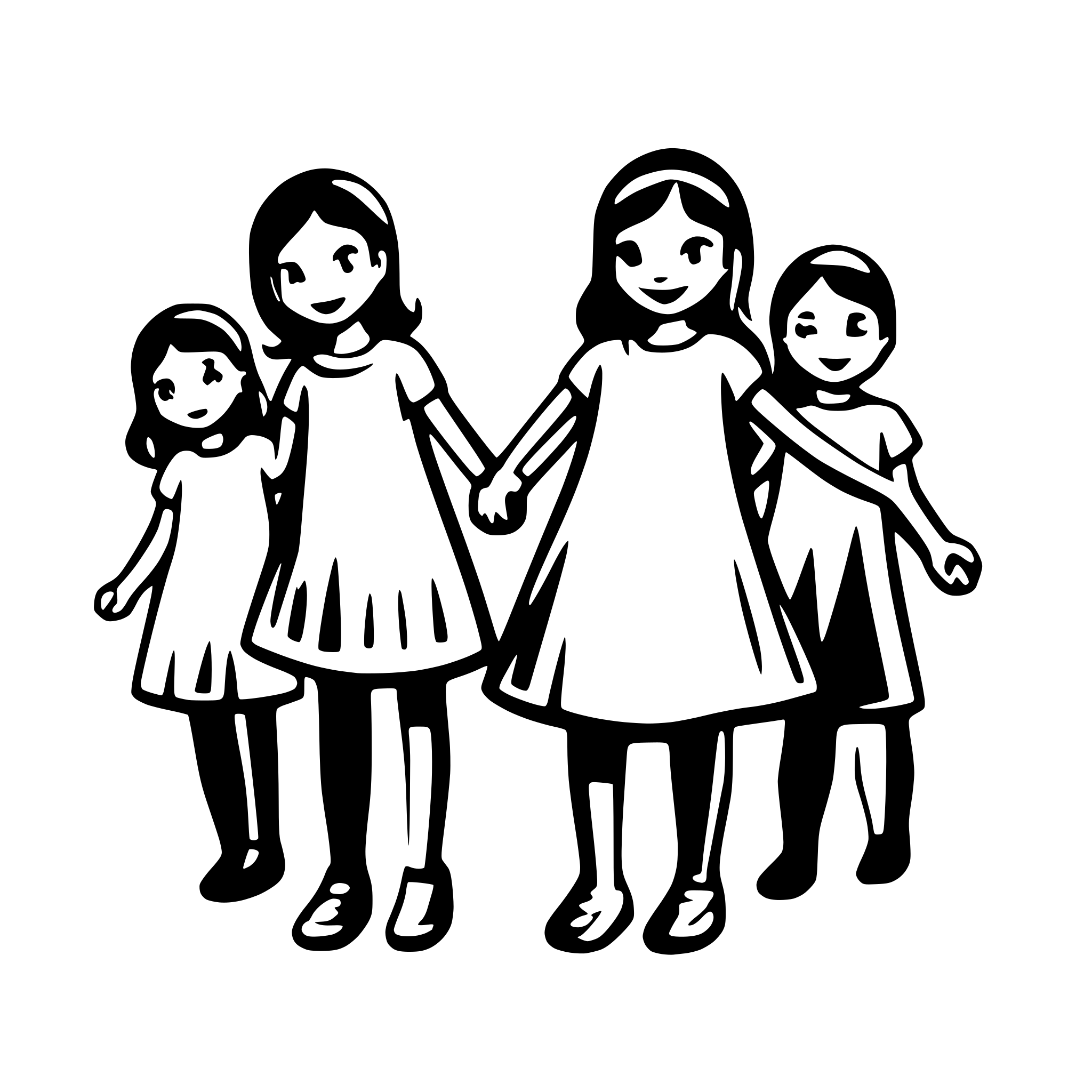 AI-generated SVG of a 8 Children holding hands in one hand