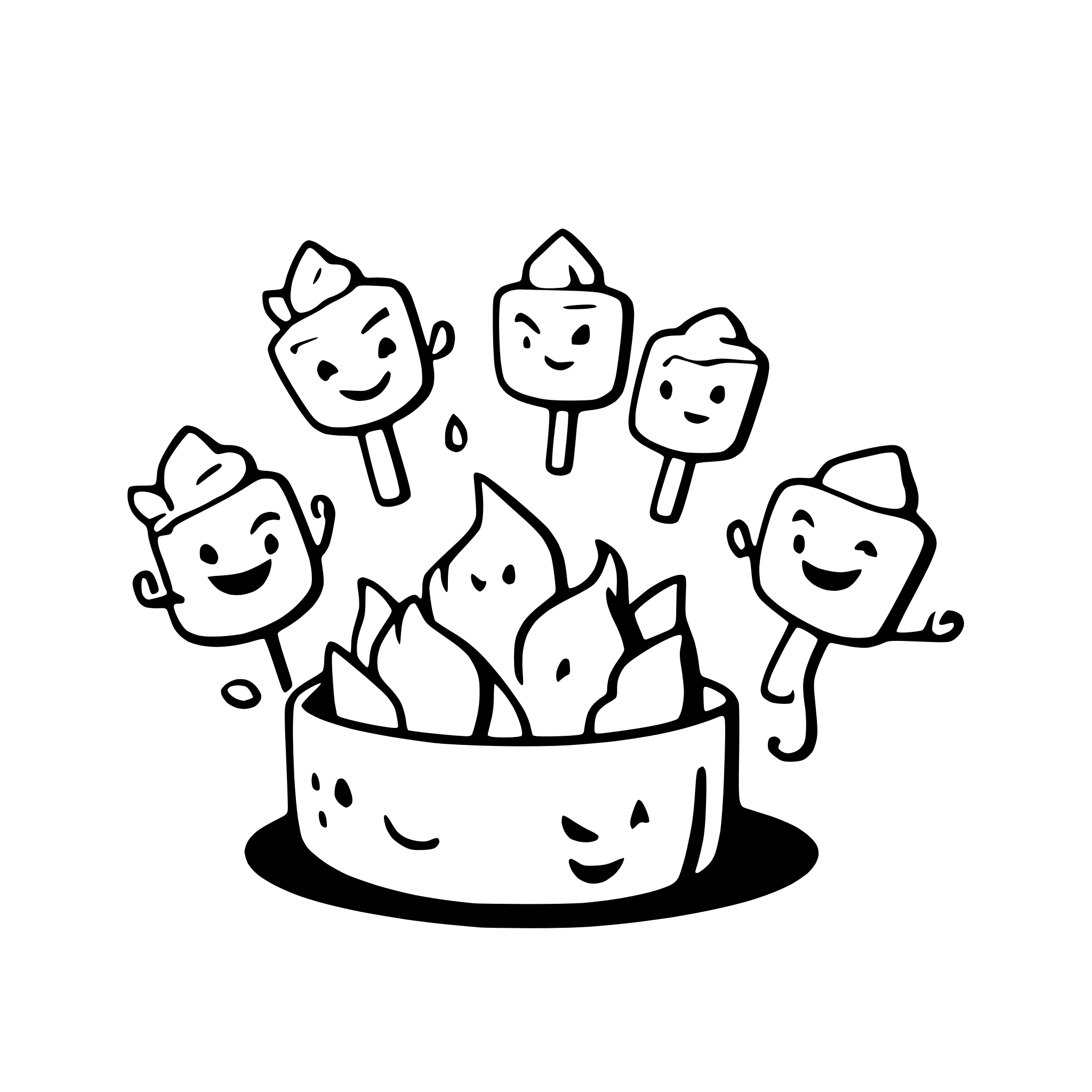 AI-generated SVG of a a group of dancing marshmallows around a campfire AI-generated SVG of a a group of dancing marshmallows around a campfire