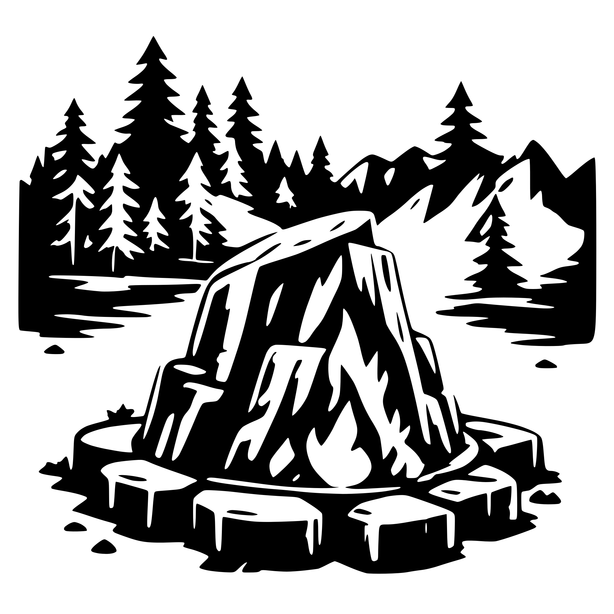 AI-generated SVG of a campfire that looks electronic like from far future