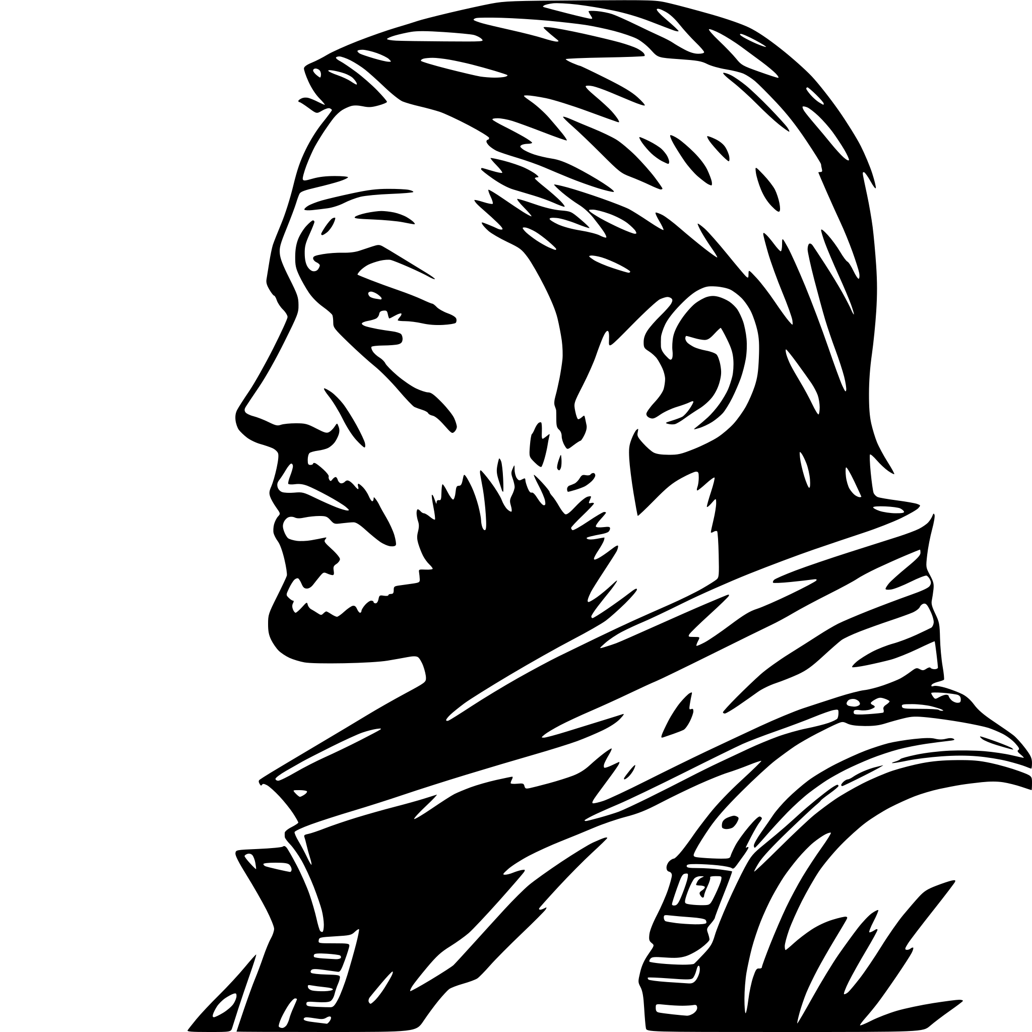 AI-generated SVG of 'tom hardy profile mad max'