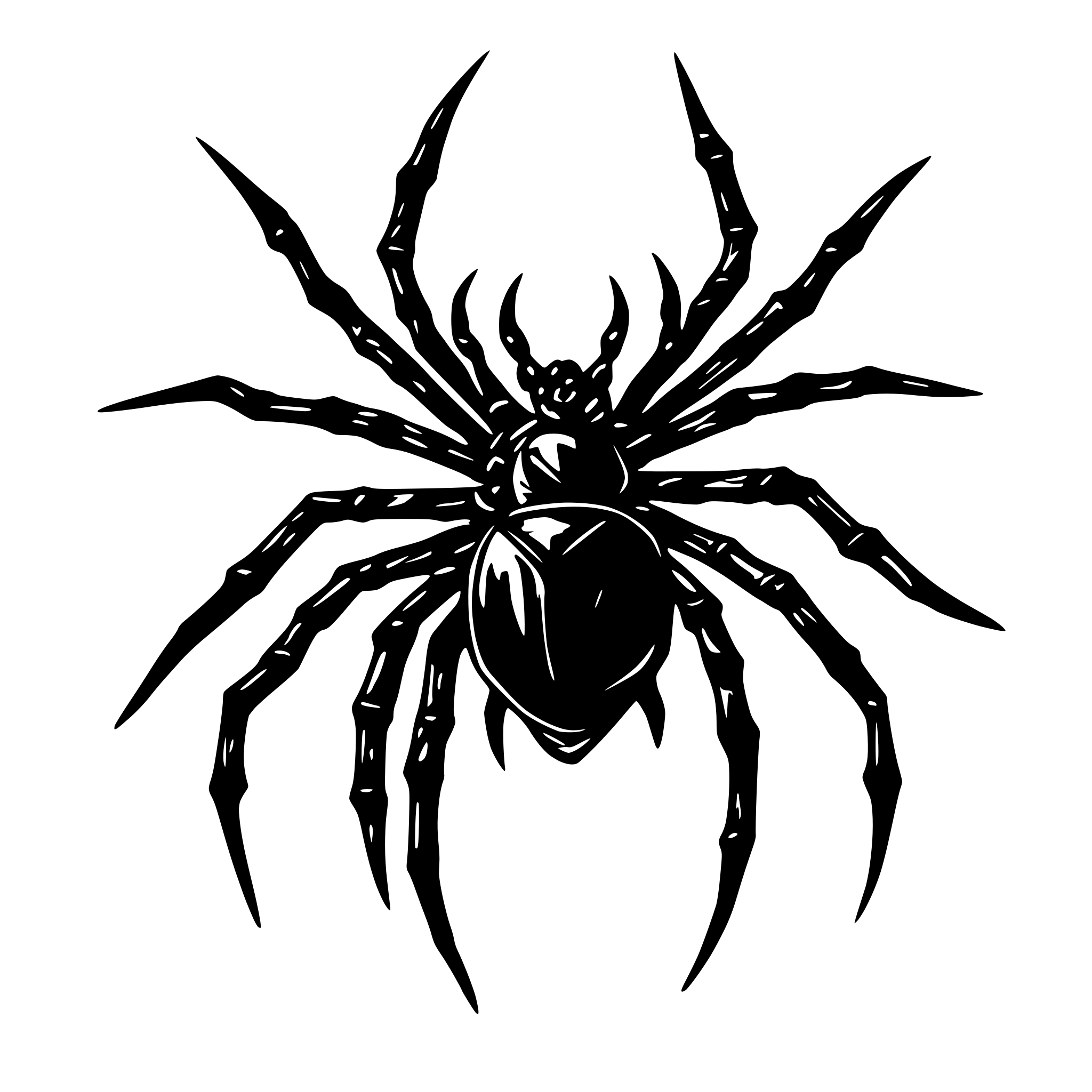 AI-generated SVG of 'spider with four legs and mandibles'