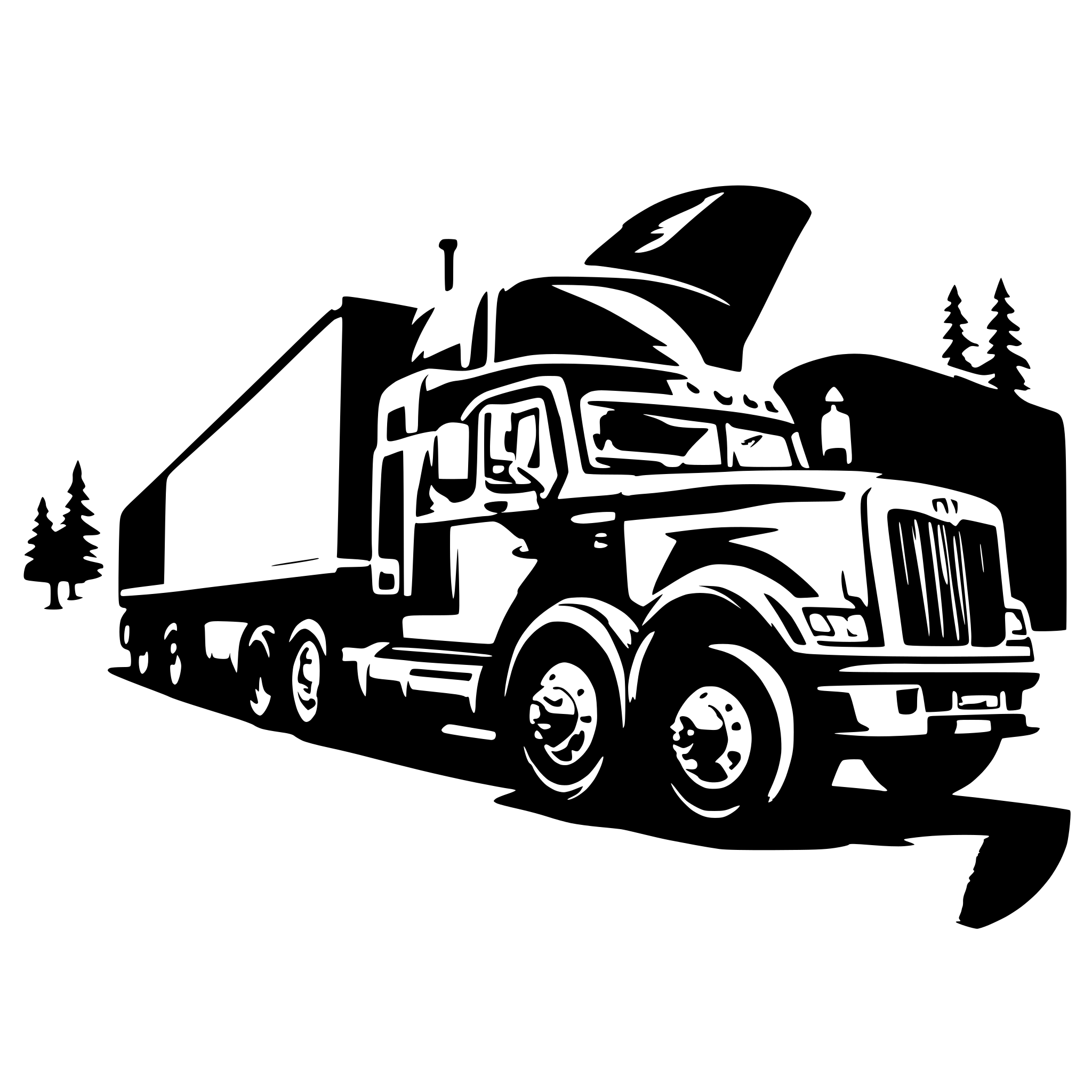 AI-generated SVG of 'semi truck driving by'
