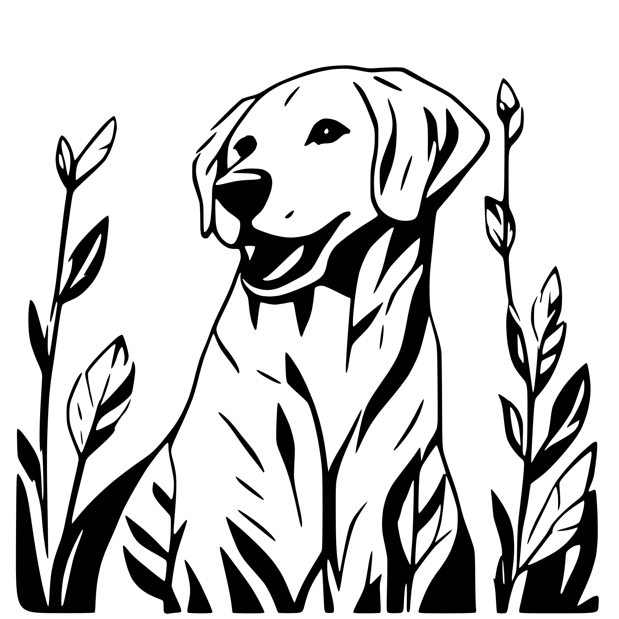 AI-generated SVG of 'golden retriever in cattails'