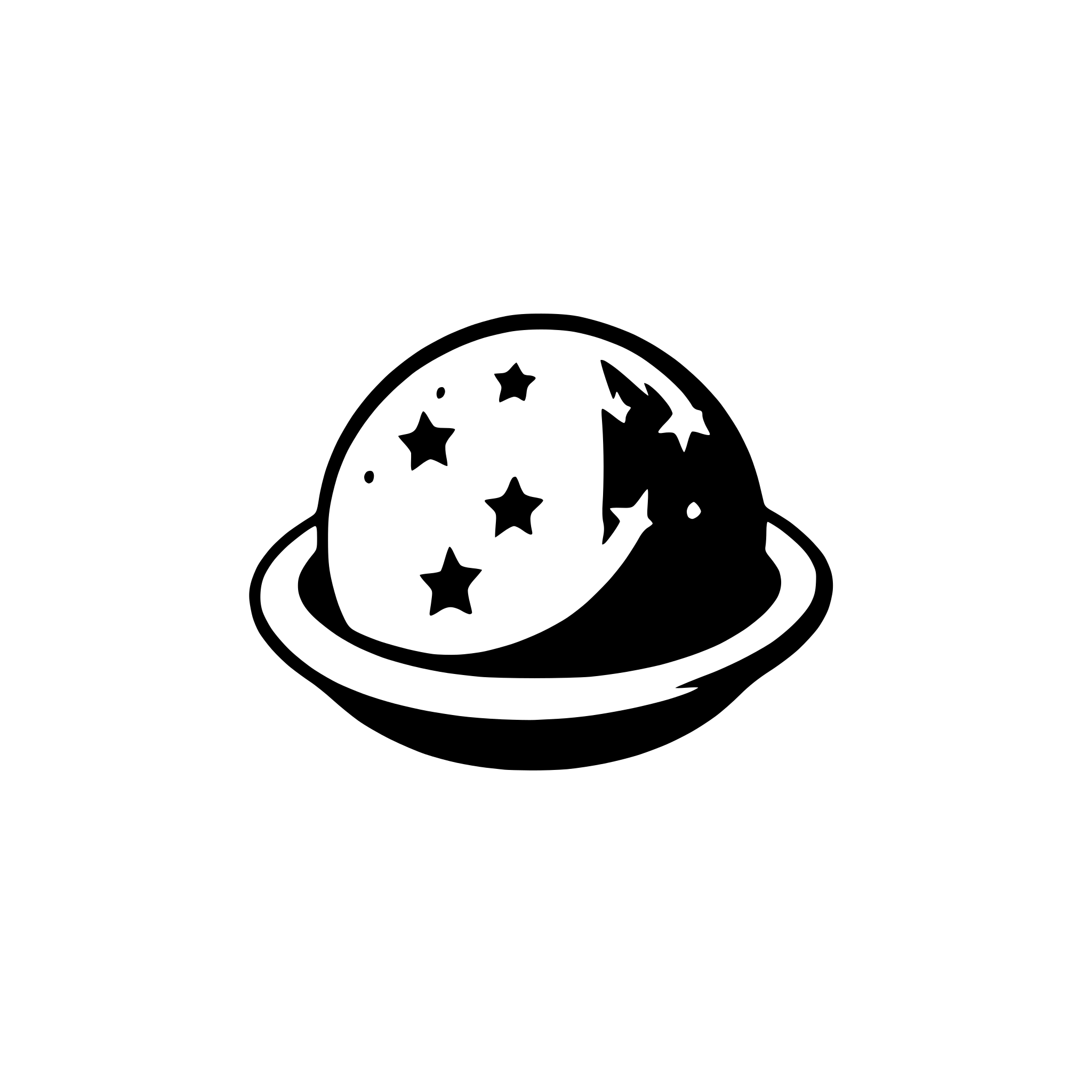AI-generated SVG of a The event horizon of a black hole with two stars in the background