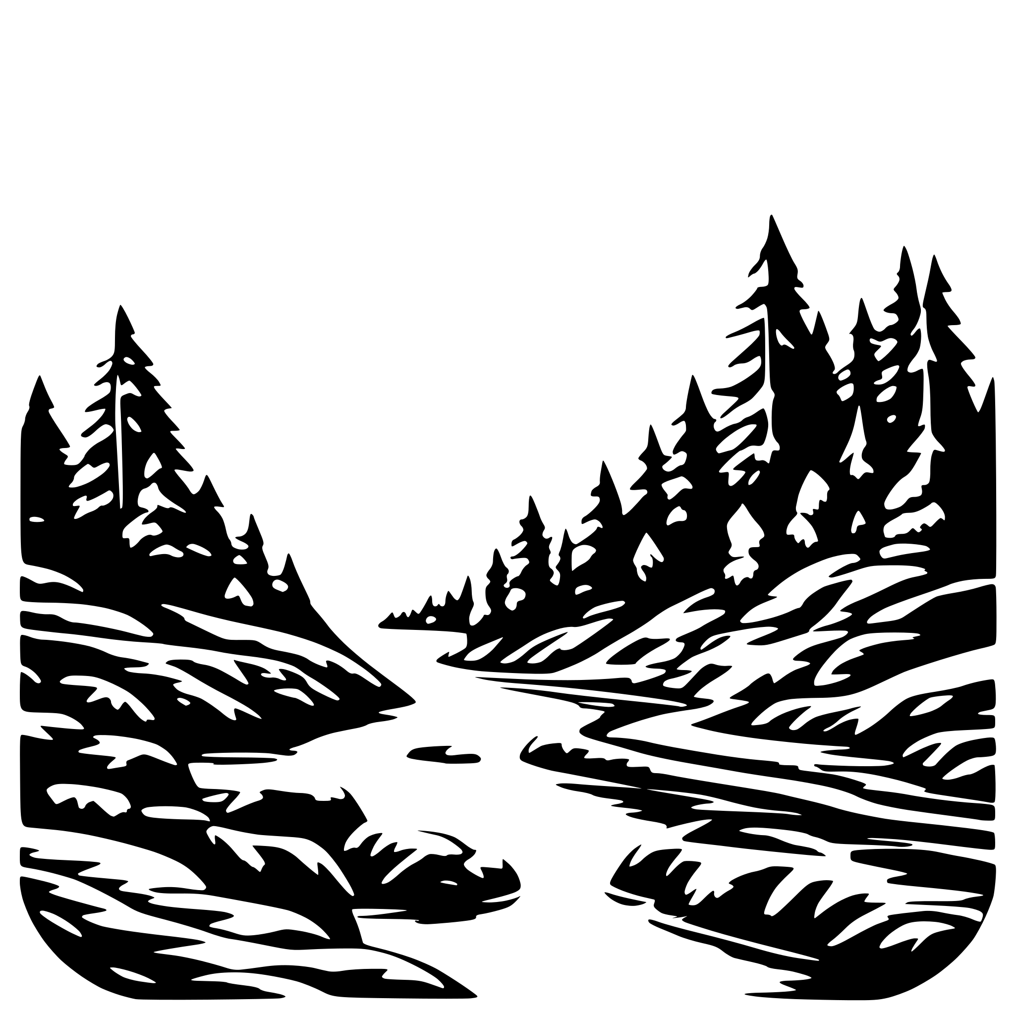 AI-generated SVG of a icy mountain valley river