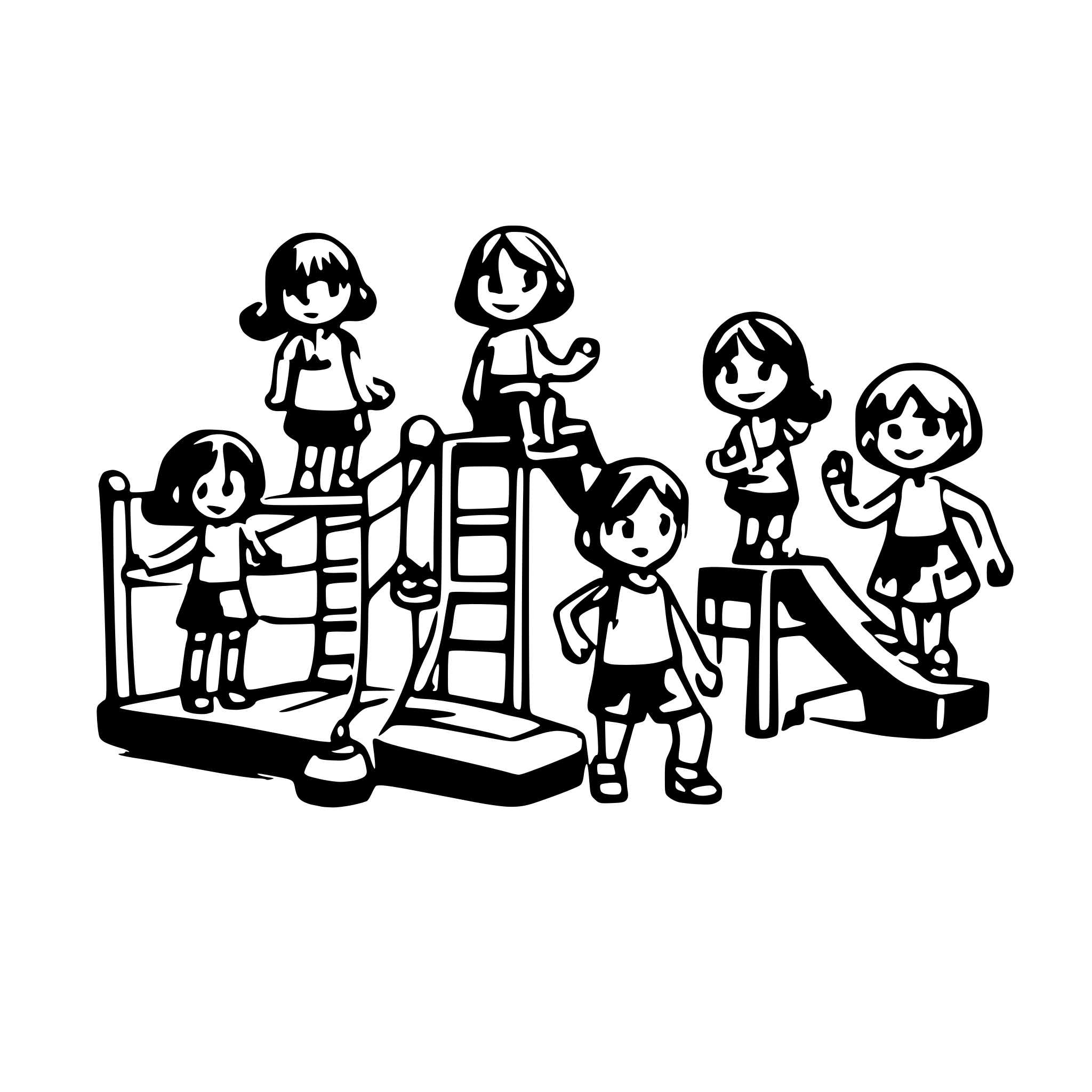 AI-generated SVG of a 10 children playing on a playground