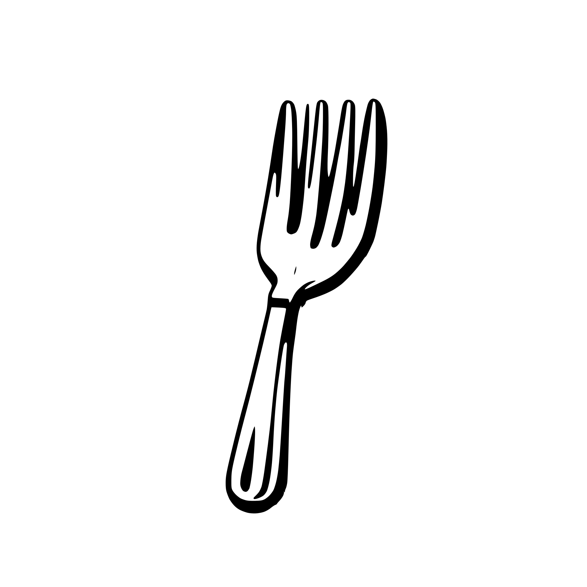 AI-generated SVG of a A black and white SVG of a basic fork with four straight prongs and a smooth handle.