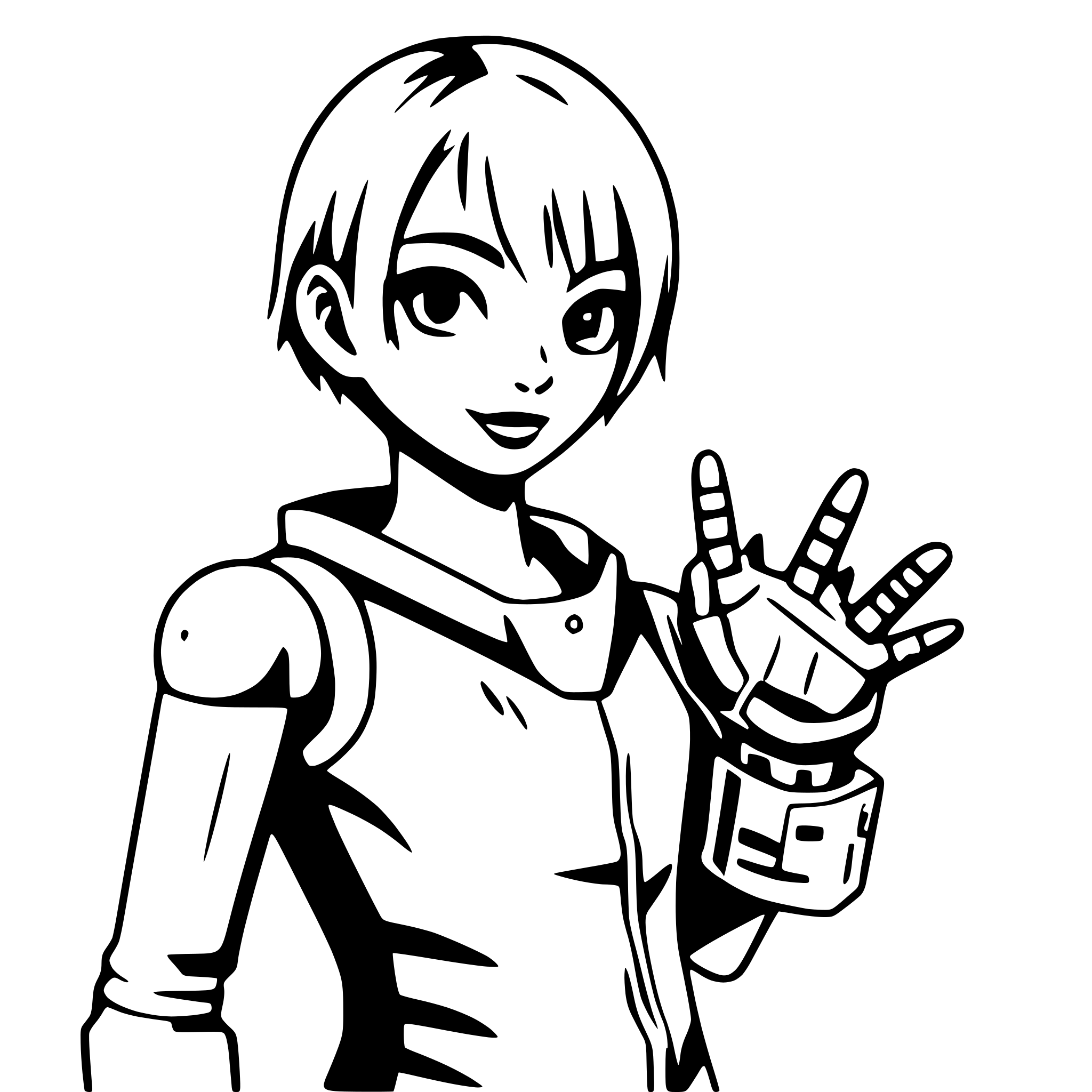 AI-generated SVG of a boy with robotic arm