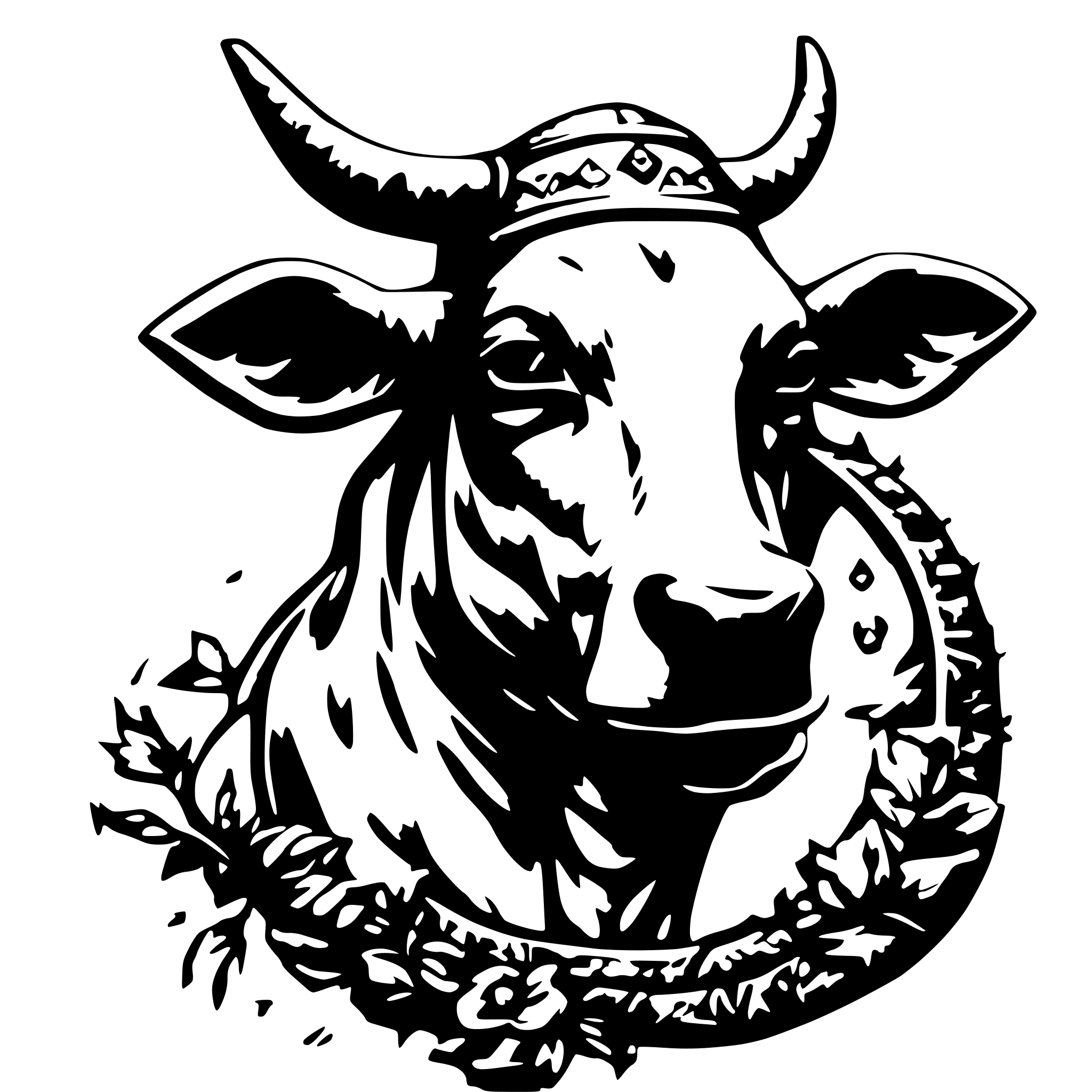 AI-generated SVG of a Cow with the trishul mounted on it