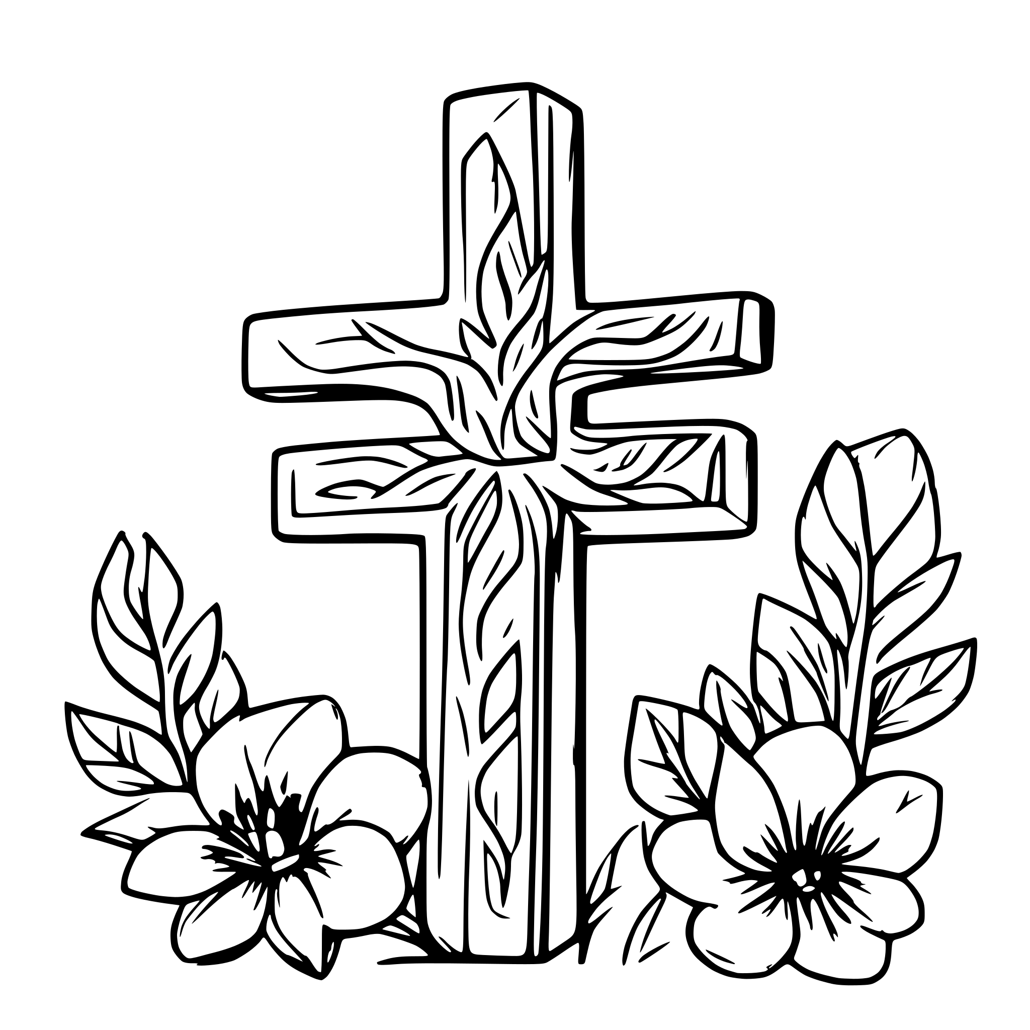AI-generated SVG of a easter cross and flowers