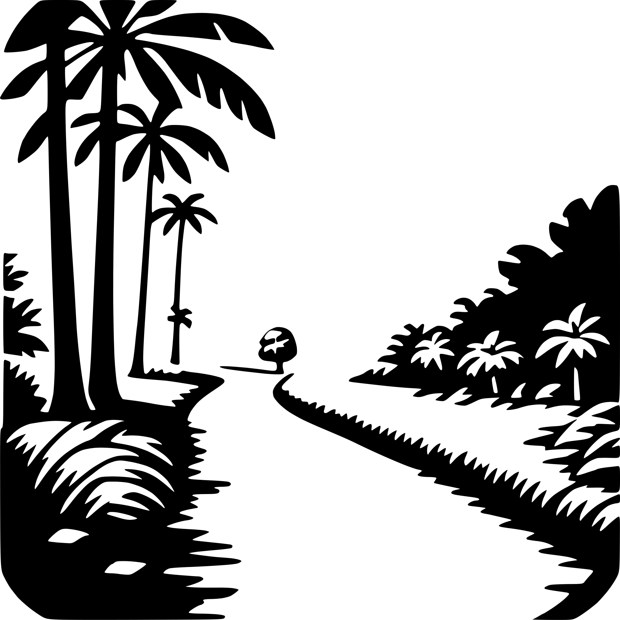 AI-generated SVG of 'tropical rainforest trek'