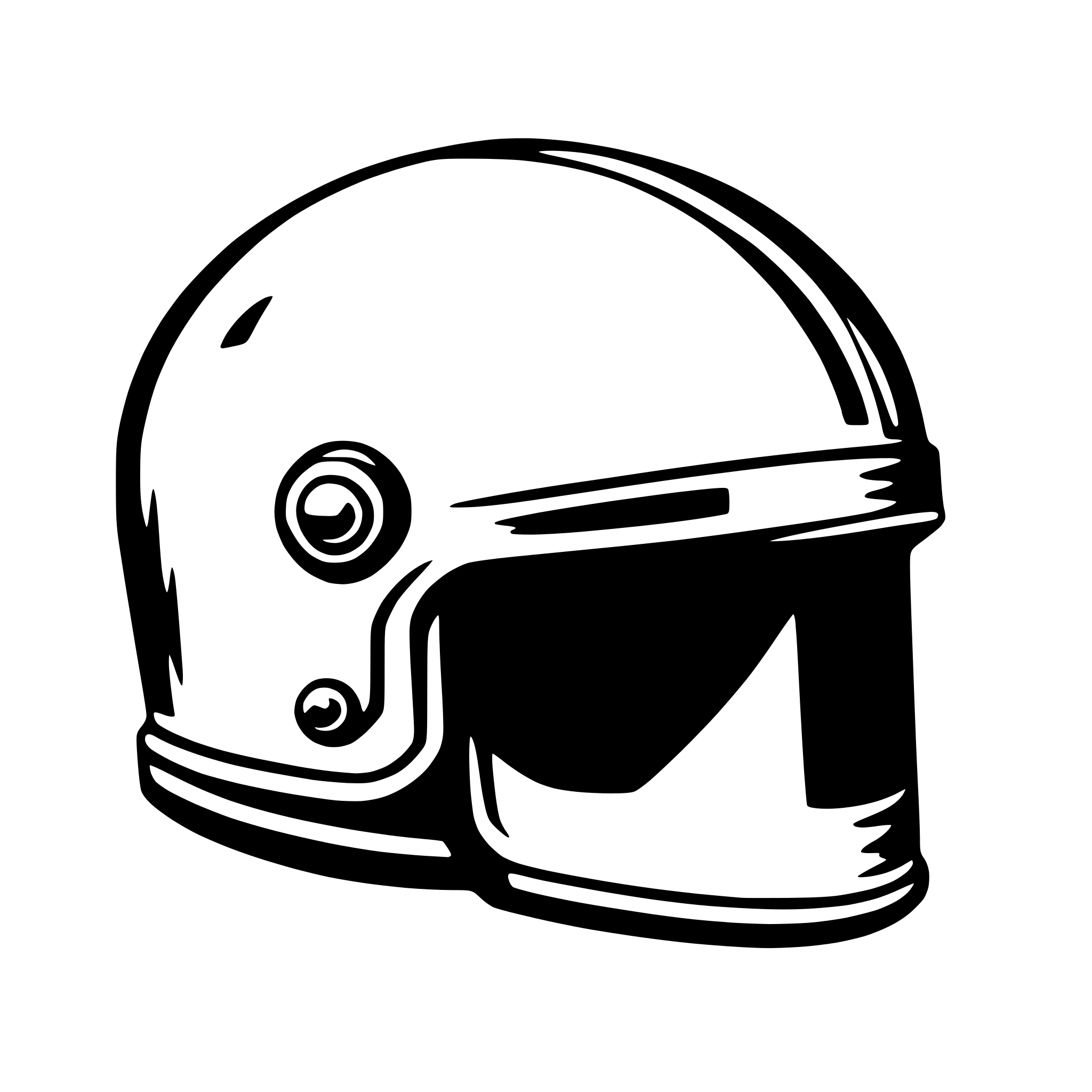 The SVG shows a stylized, simplistic helmet with a visor. The helmet has a rounded top and a flat, straight visor that extends downward. The design is minimalistic, with no visible textures or patterns, and it appears to be a two-dimensional representation rather than a three-dimensional one. The helmet is centered in the SVG, and there are no other objects or interactions depicted. 