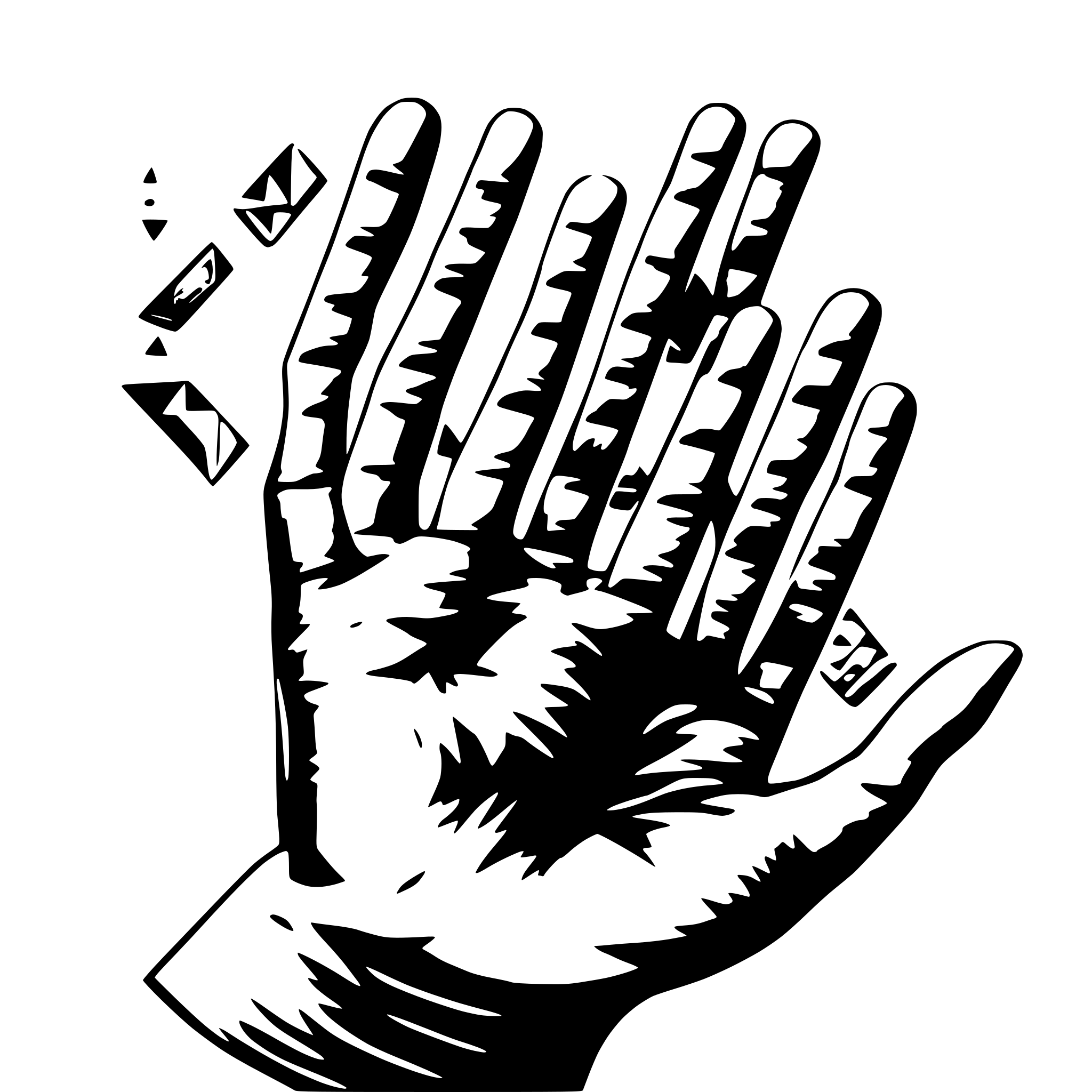 AI-generated SVG of a simple geometric shapes, layered over a hand reaching for something