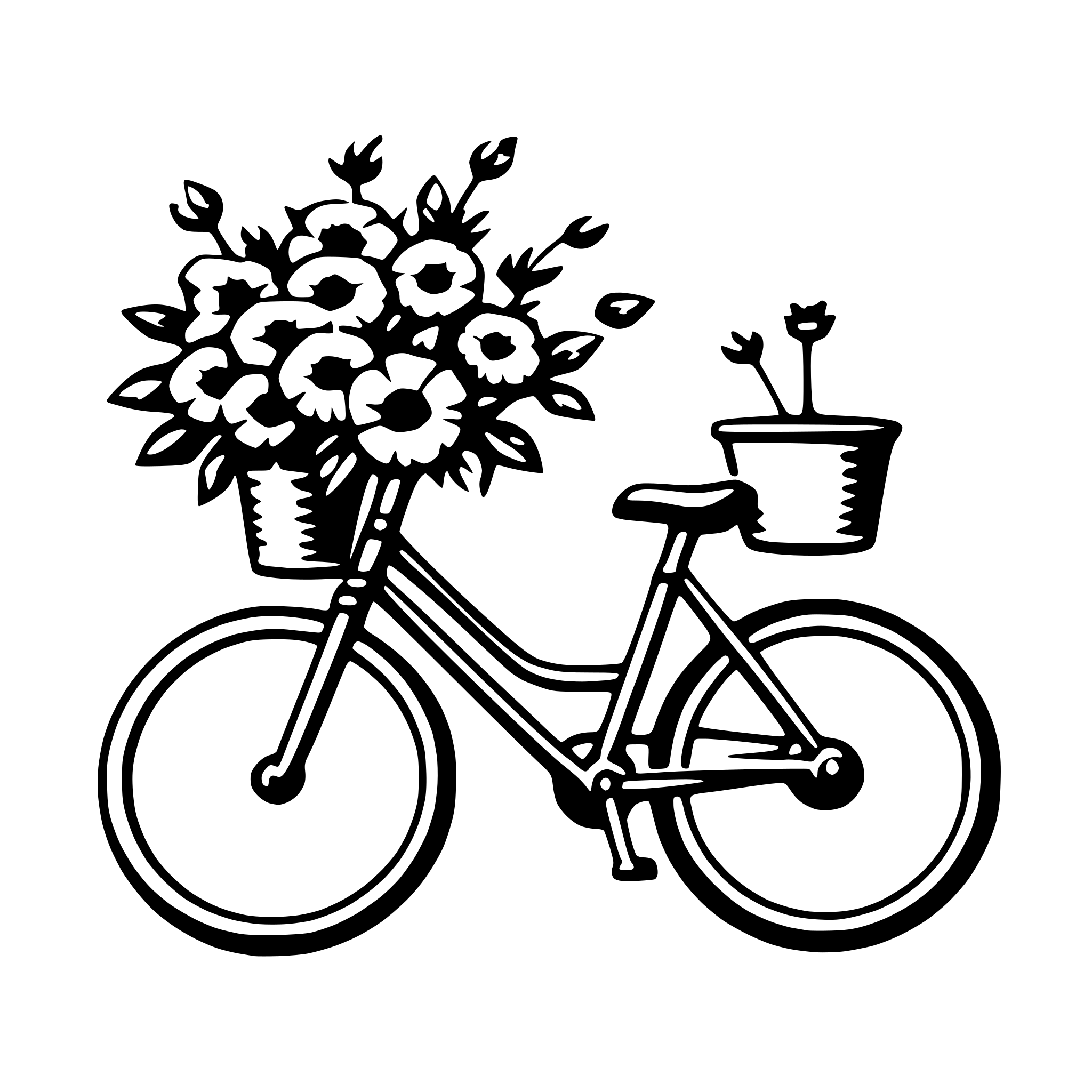 AI-generated SVG of a bicycle and flowers
