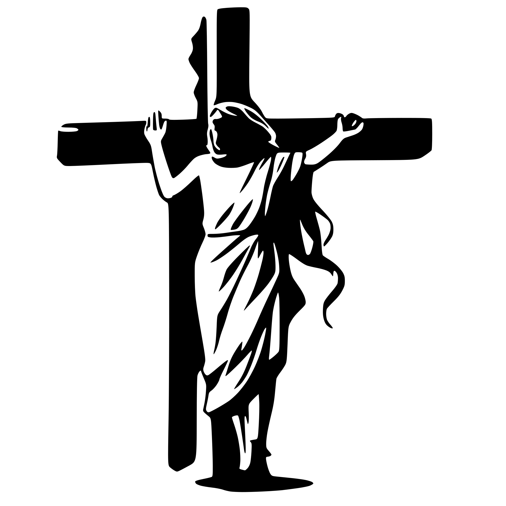 AI-generated SVG of a white background with a black vector graphic of Christ carrying the cross