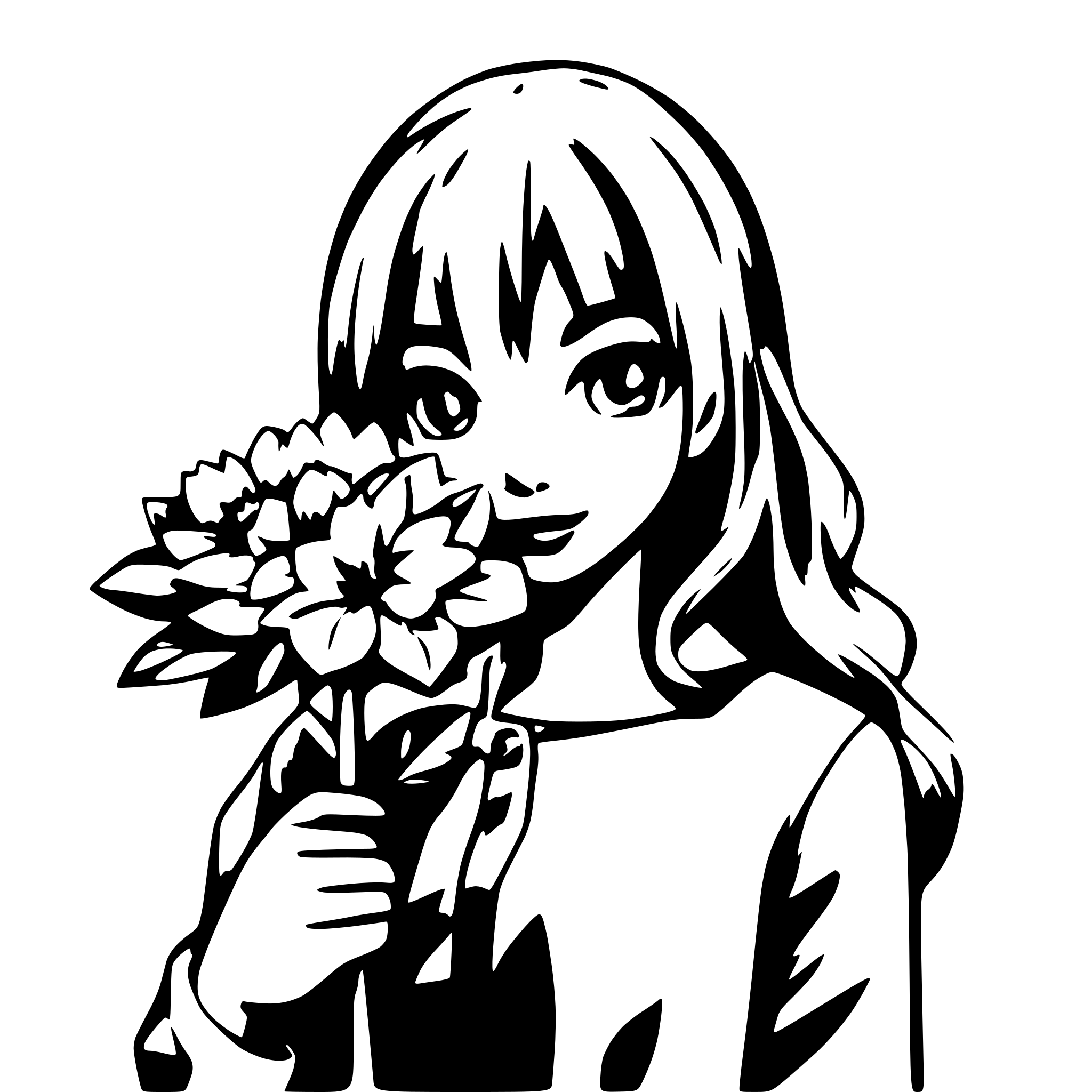 AI-generated SVG of 'girl with flower'