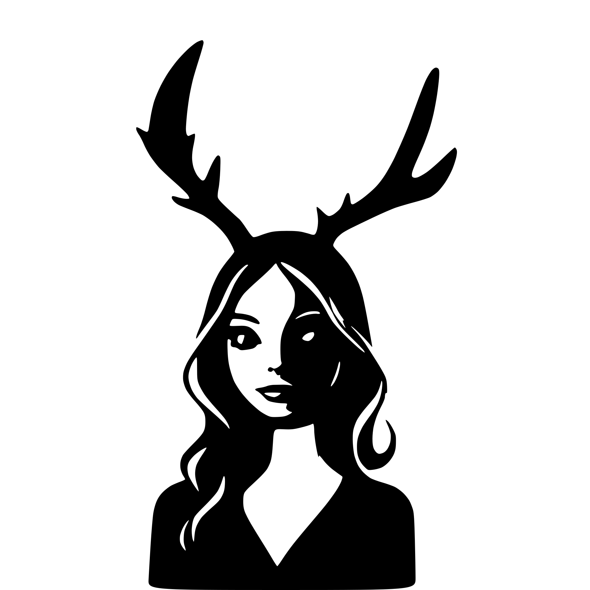 AI-generated SVG of a female head and shoulders silhouette with antler