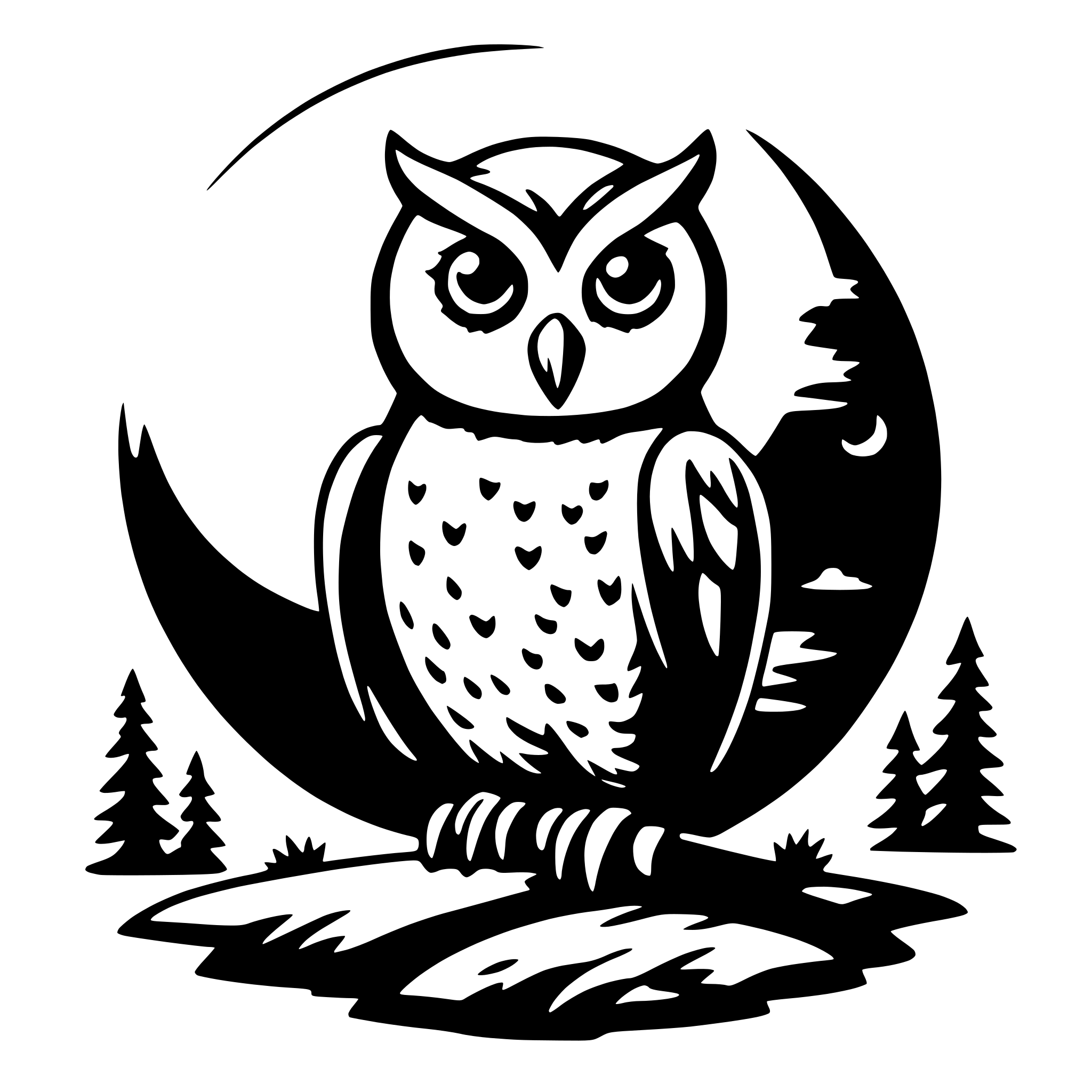 AI-generated SVG of 'owl and moon'