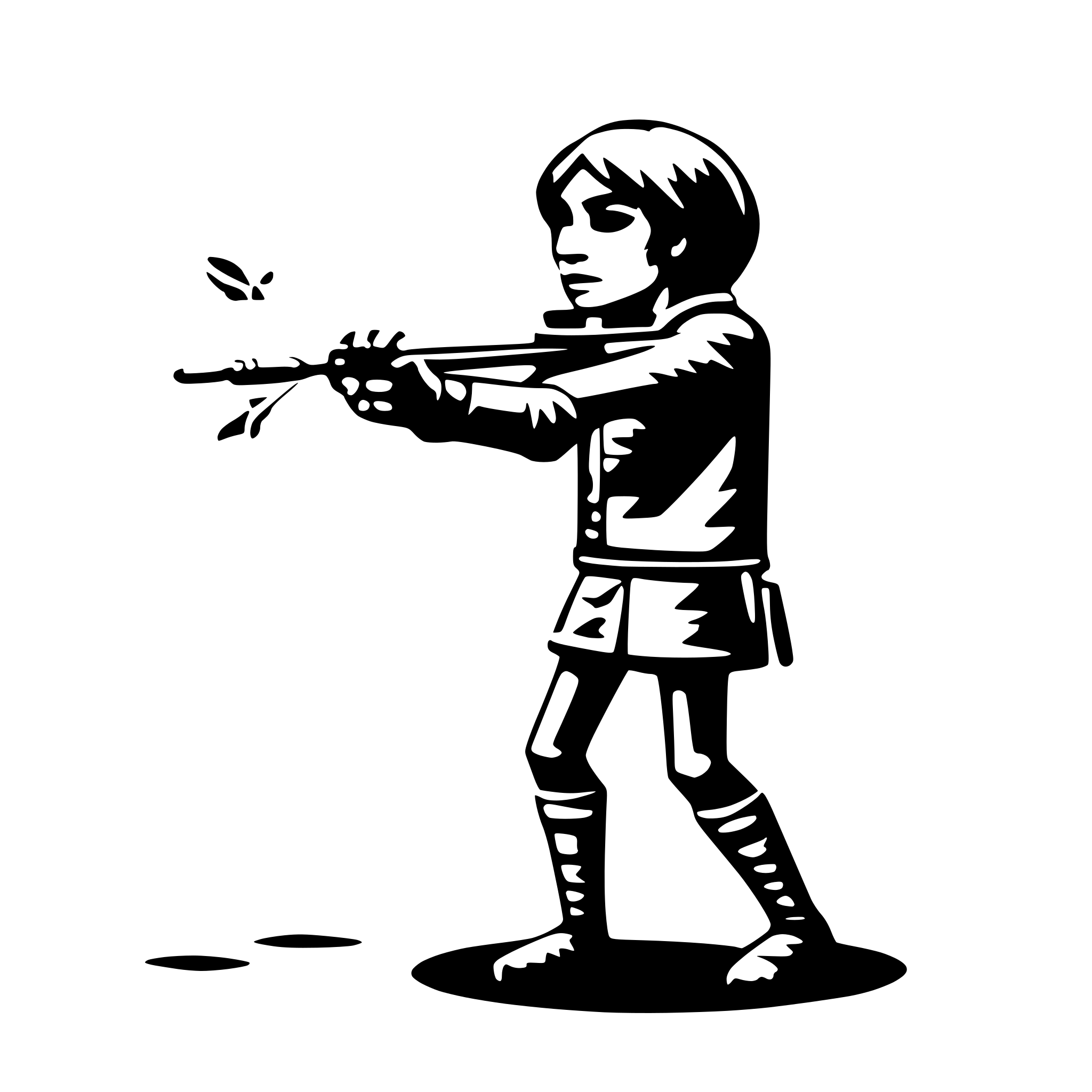 AI-generated SVG of 'a character shooting a blowgun'