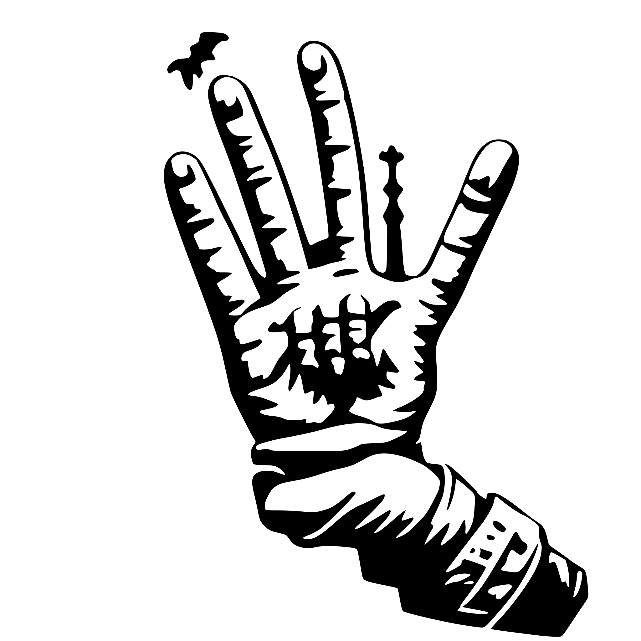 AI-generated SVG of 'fingerbord hand zombie catch'