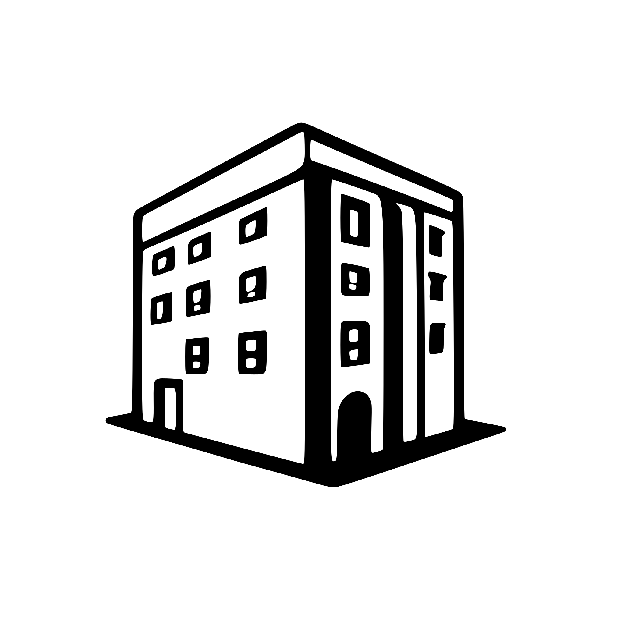 AI-generated SVG of a Simple rectangle representing a company building with 6 windows seen from the front.