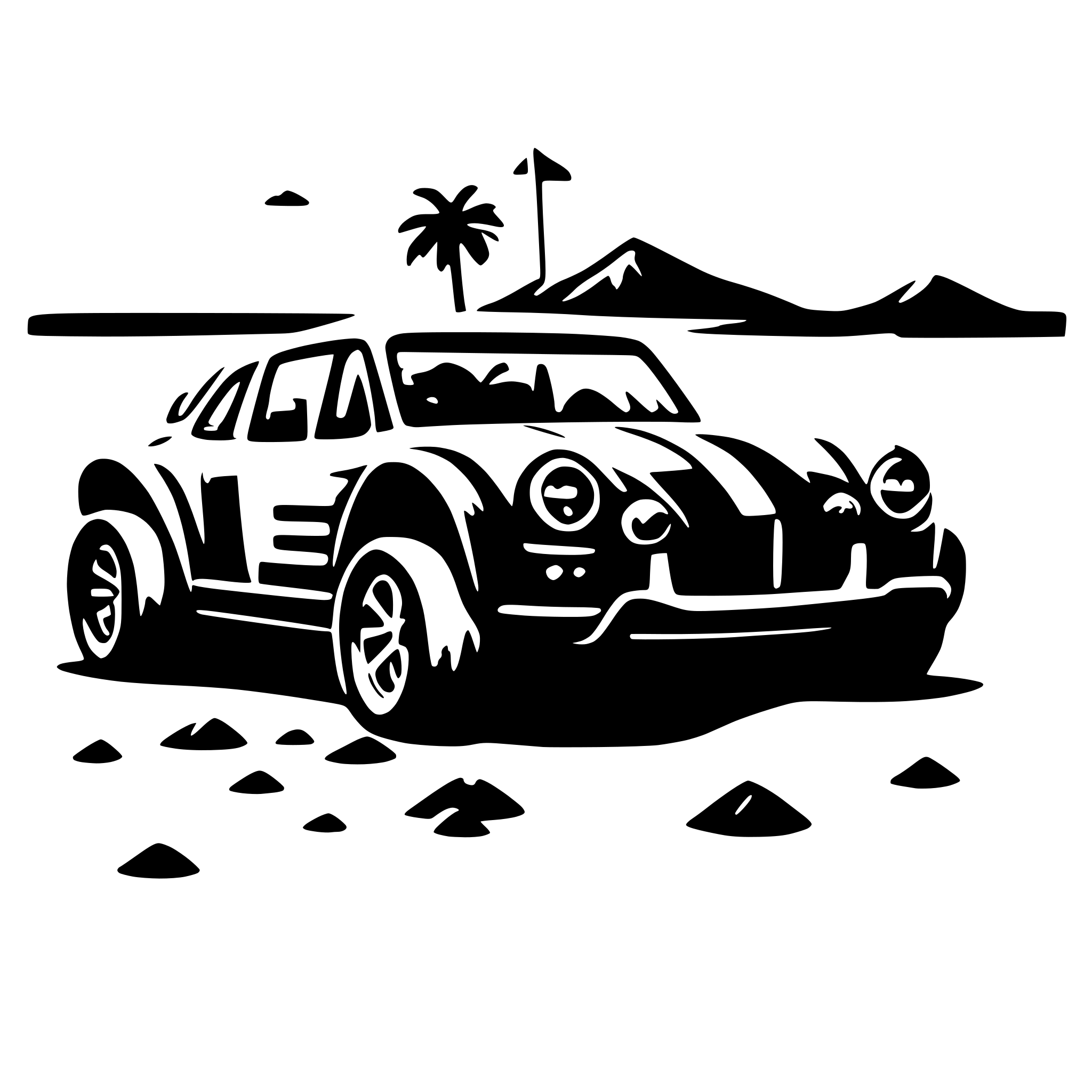 AI-generated SVG of 'rally car on beach'