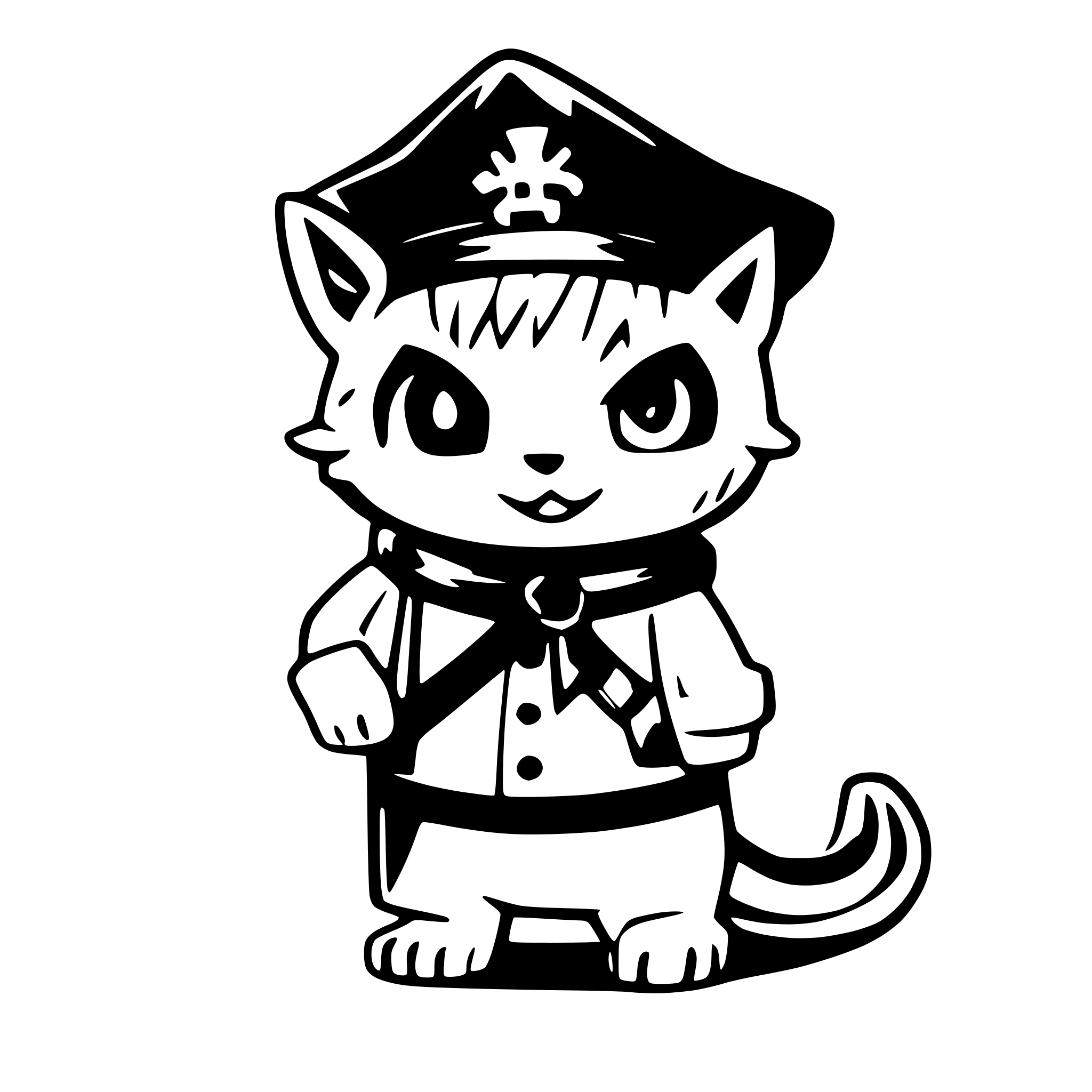 AI-generated SVG of a kawai pirate cat wearing a pirate hat