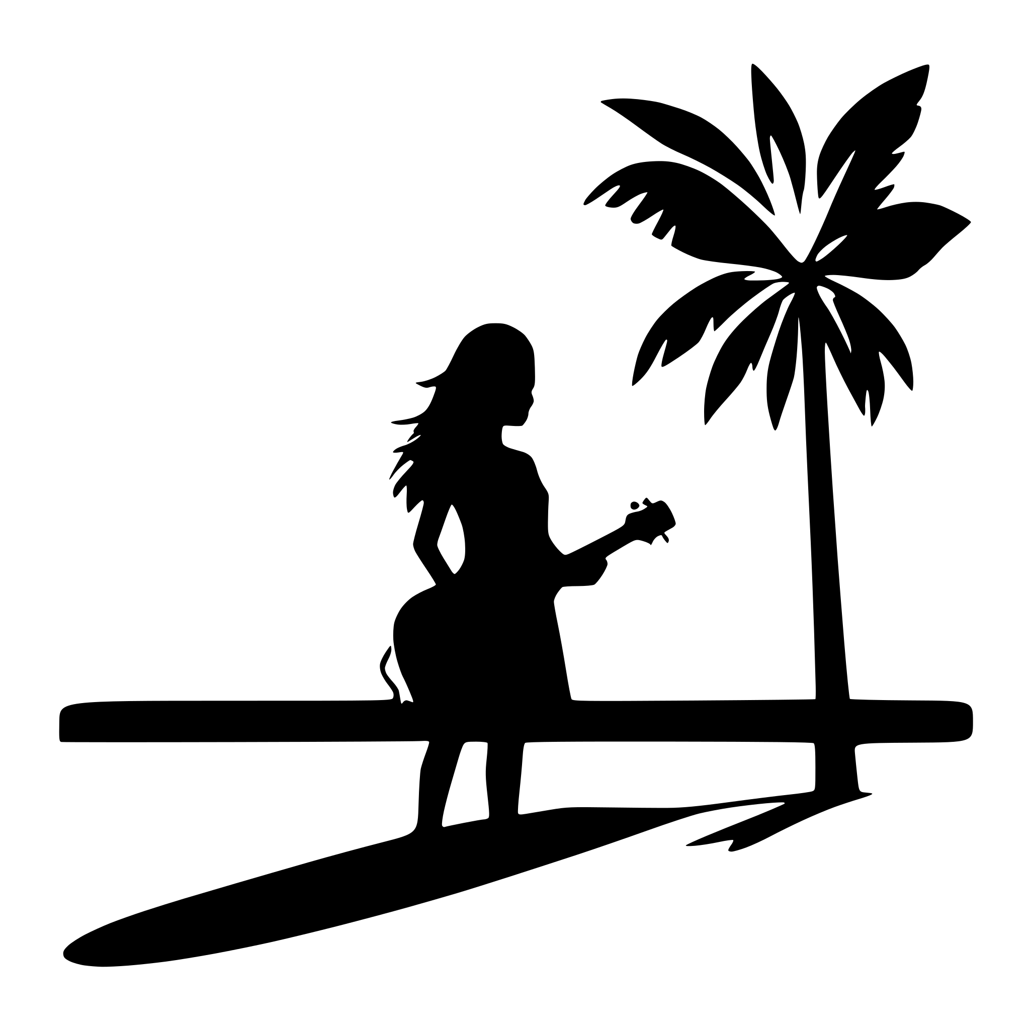 AI-generated SVG of a create a vector image with not too many details, monocrom. female with guitar on the beach