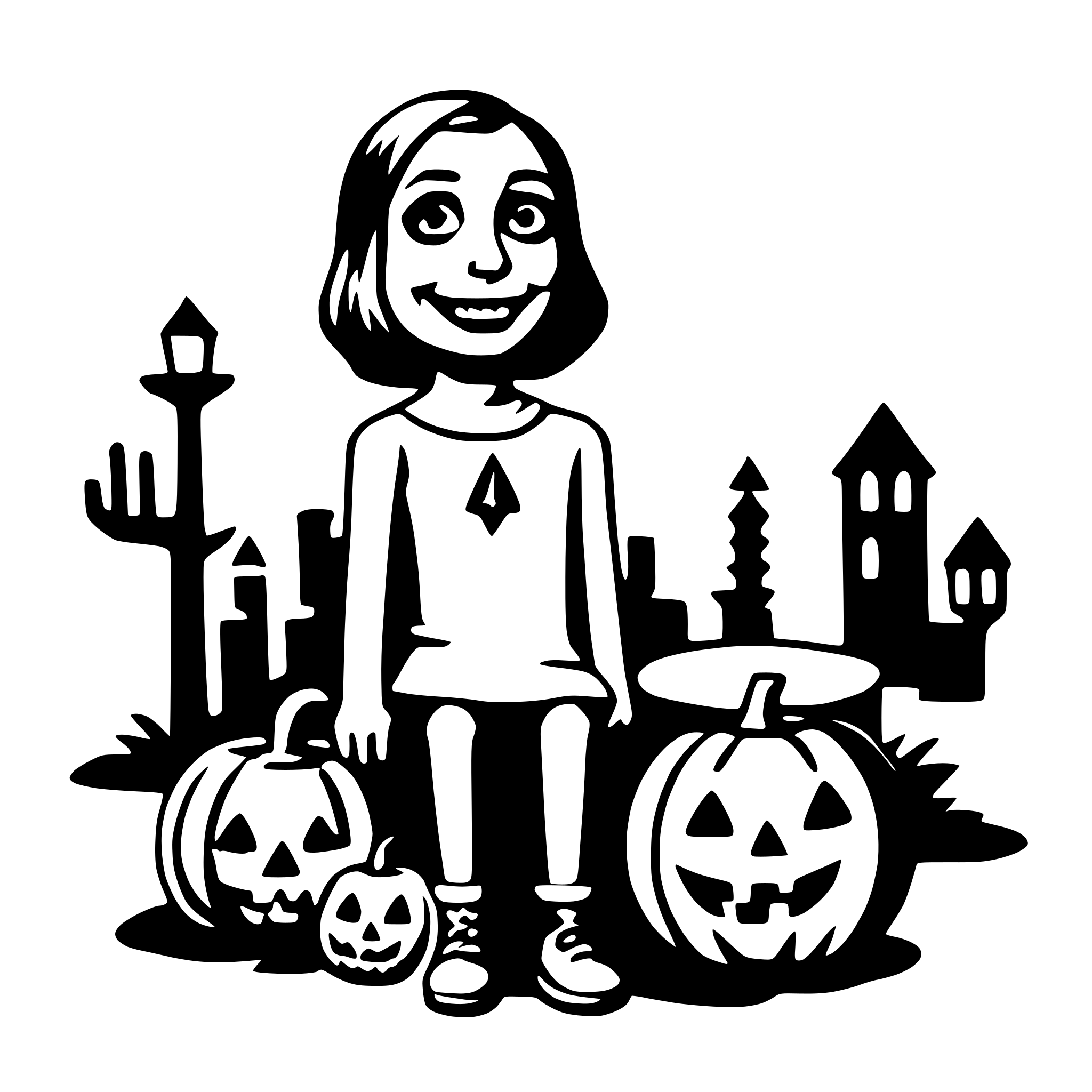 AI-generated SVG of a halloween party