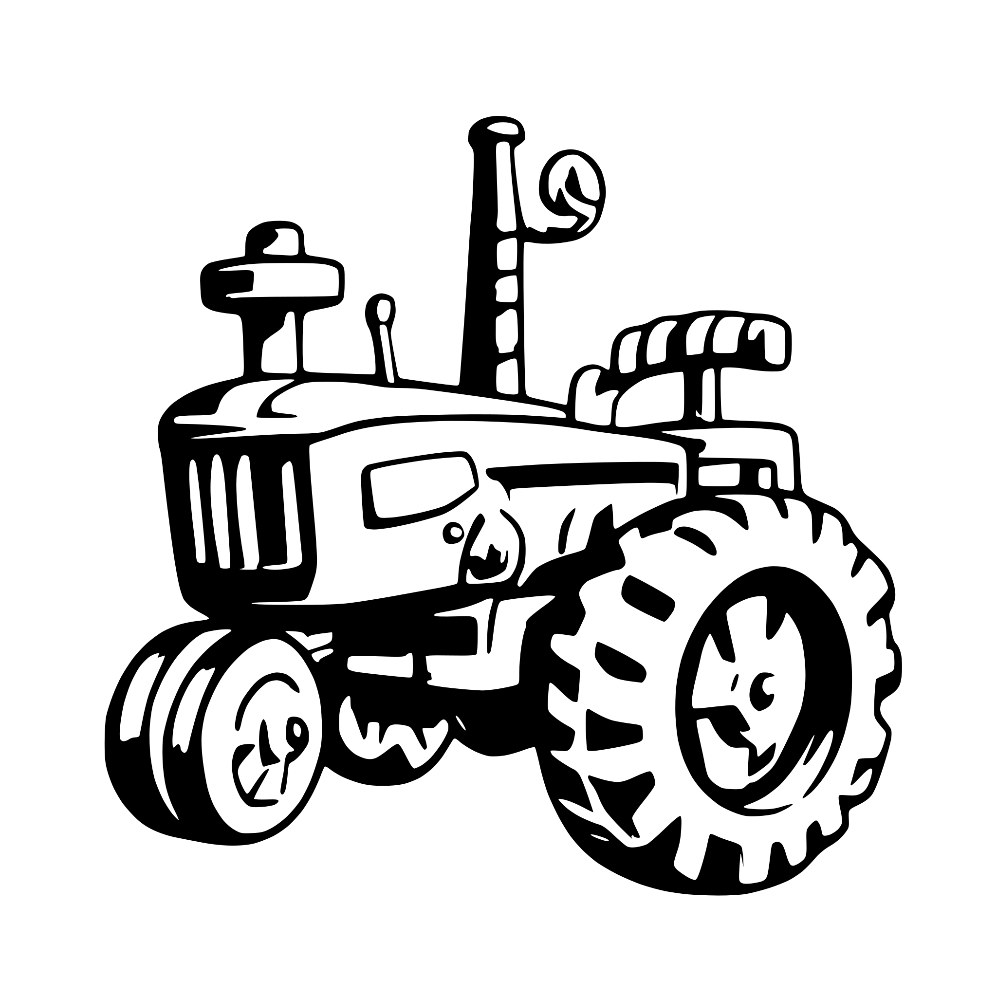 AI-generated SVG of a green tractor with spinning wheels with yellow rims AI-generated SVG of a green tractor with spinning wheels with yellow rims