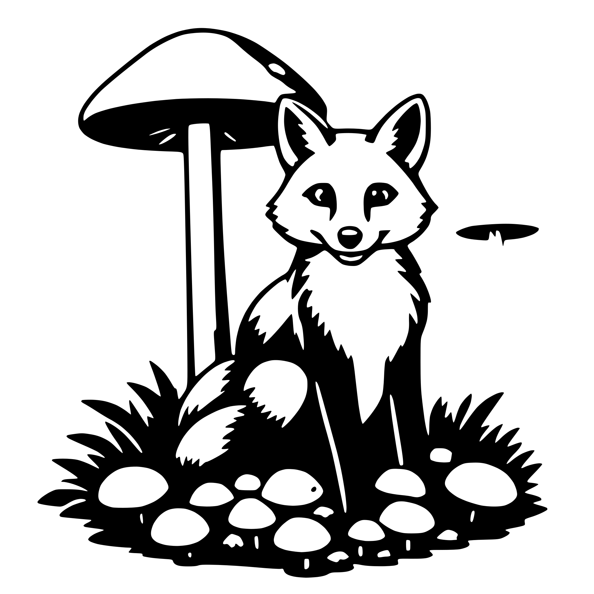 AI-generated SVG of a fox and mushrooms