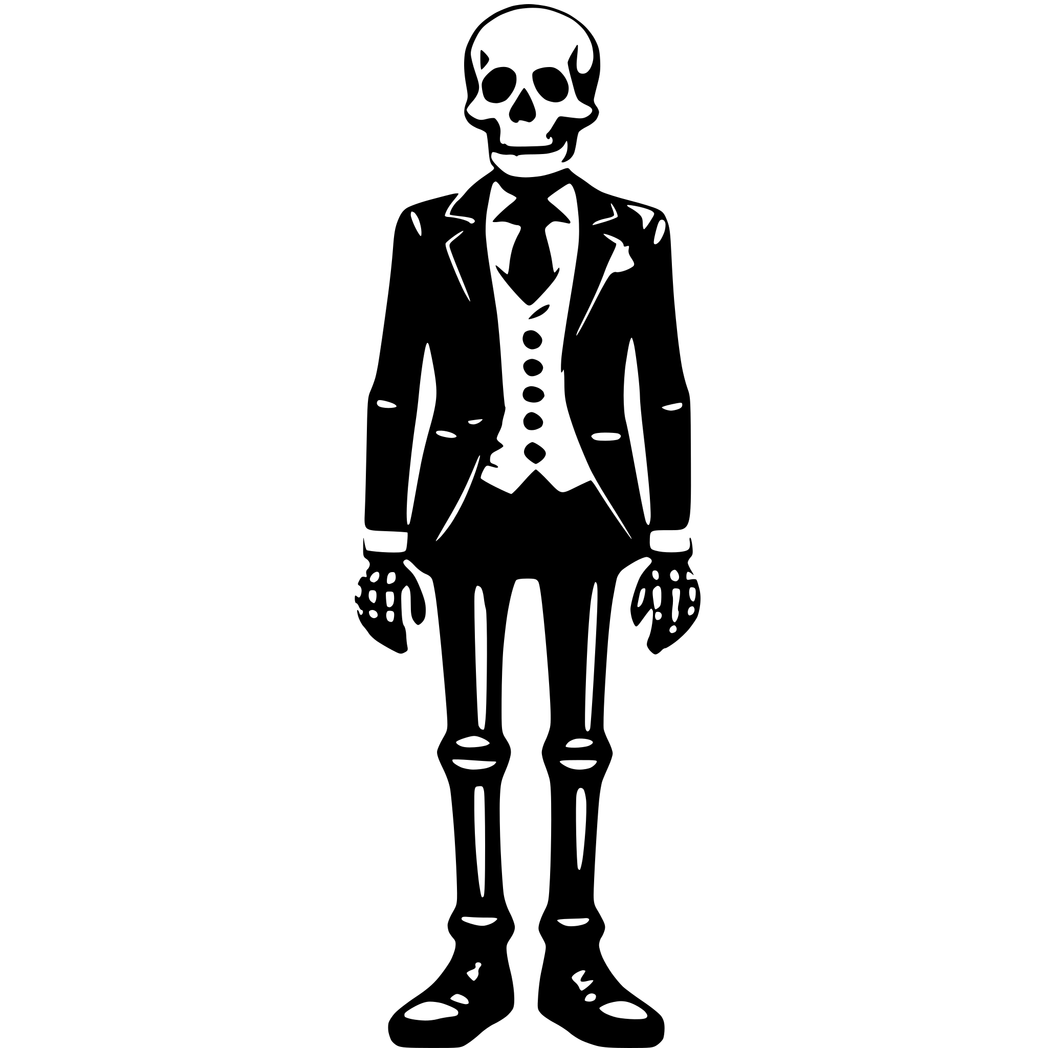 AI-generated SVG of a a skeleton in a mens suit