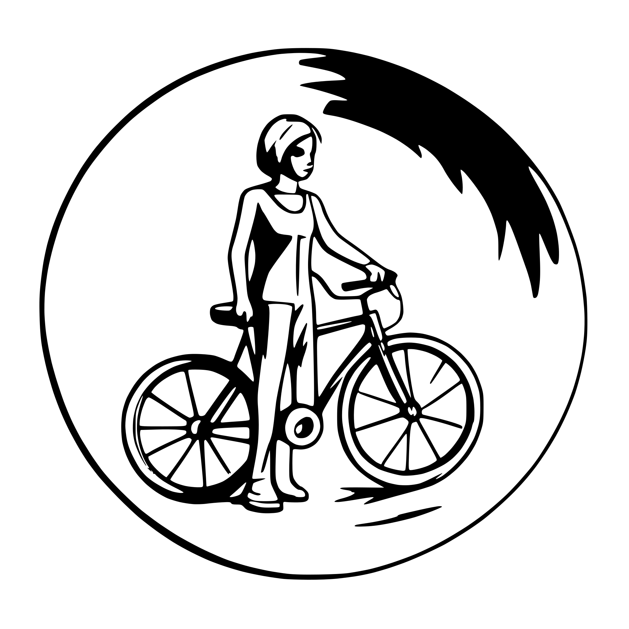 AI-generated SVG of a human with bike in a circle
