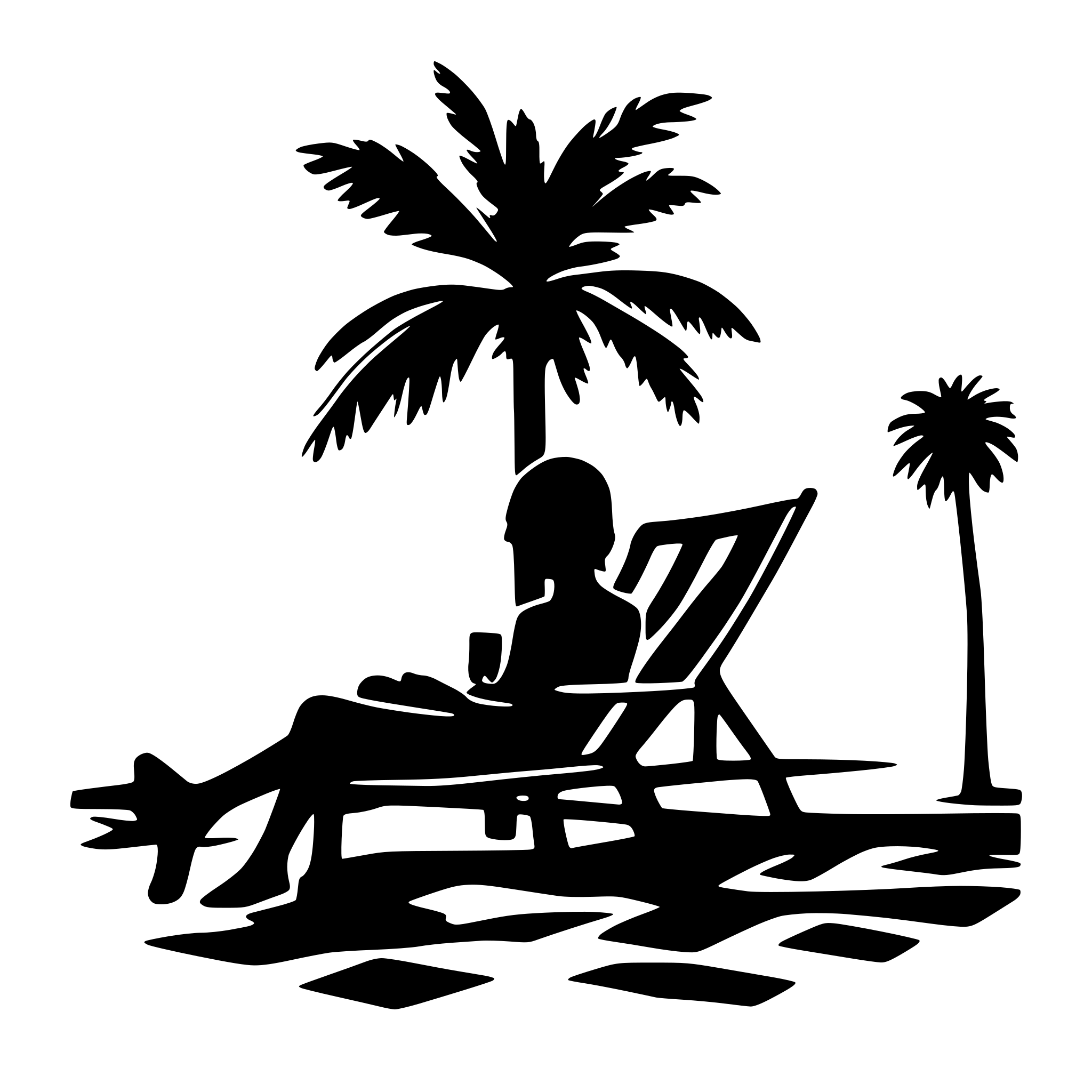 AI-generated SVG of a young boy sunbathing sitting in lounger on right hand big fruity cocktail illustration. no background.