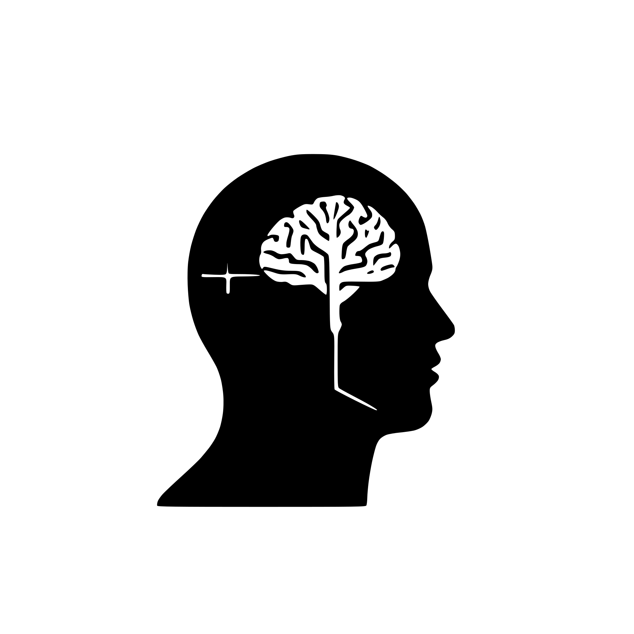 AI-generated SVG of a man head silhouette with brain showing electronic circuit connections