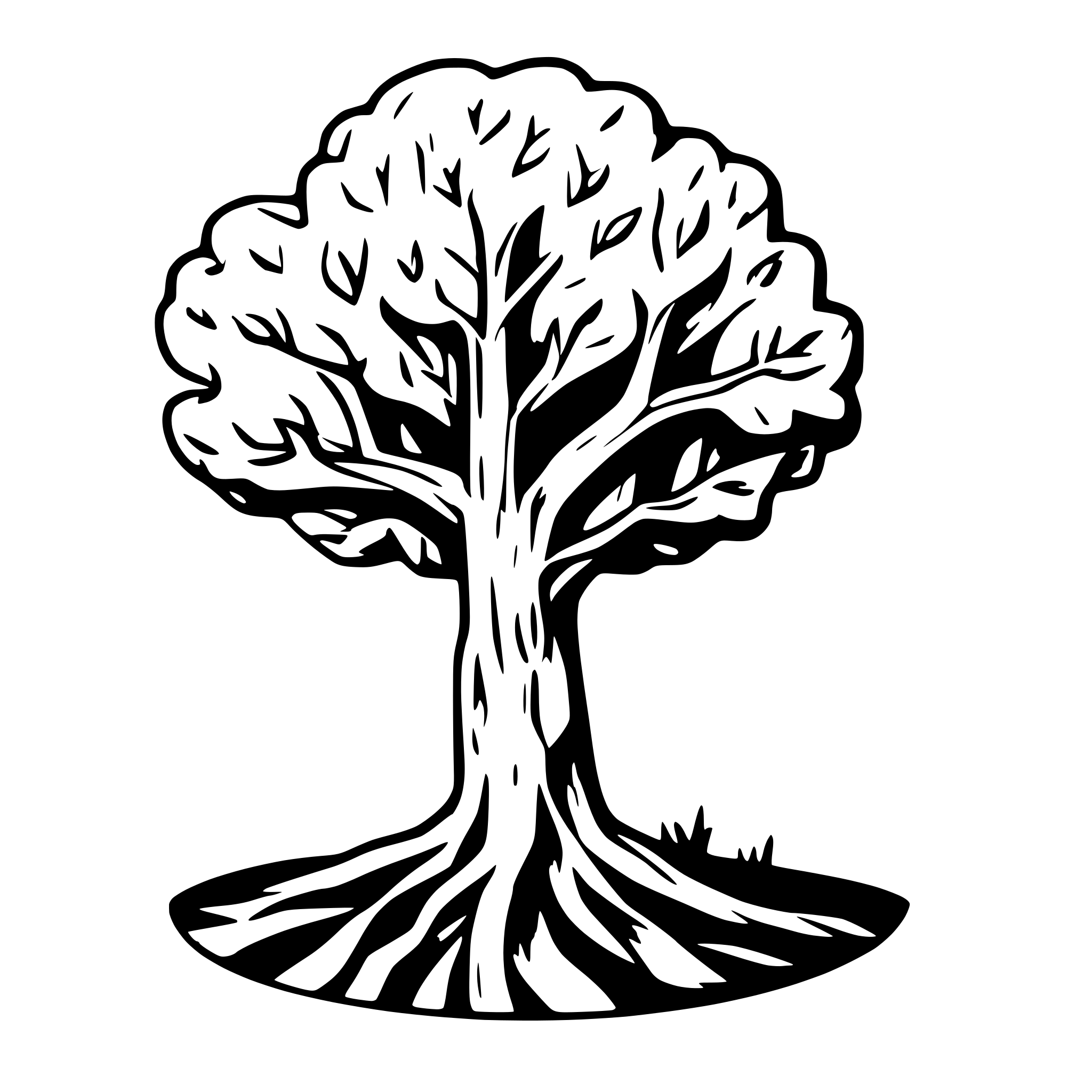 AI-generated SVG of a weird psychedelic tree, rotten, comic