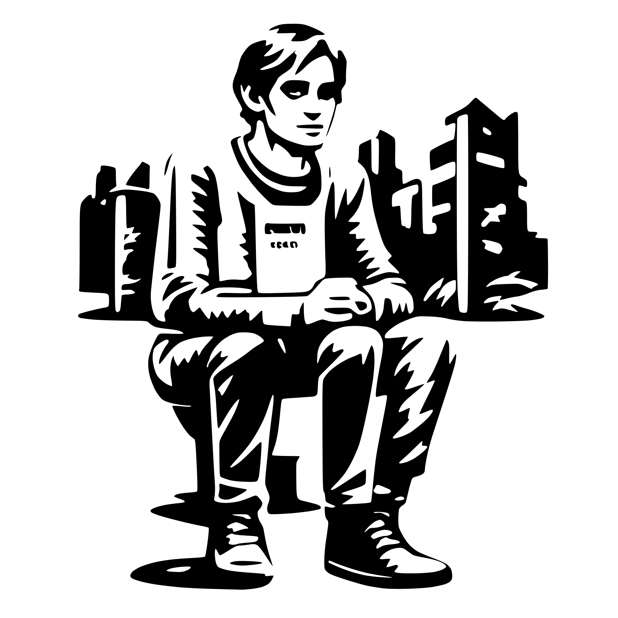 AI-generated SVG of 'A man with a label ".env"'