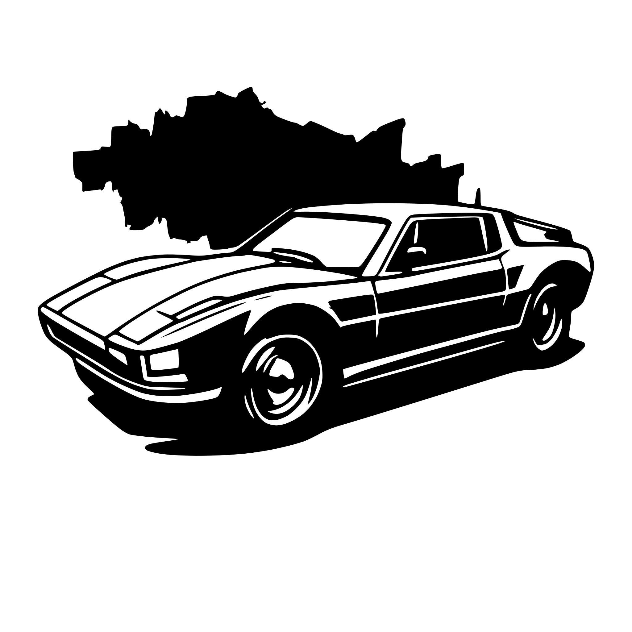 AI-generated SVG of a knight rider car kitt sticking out of a picture frame